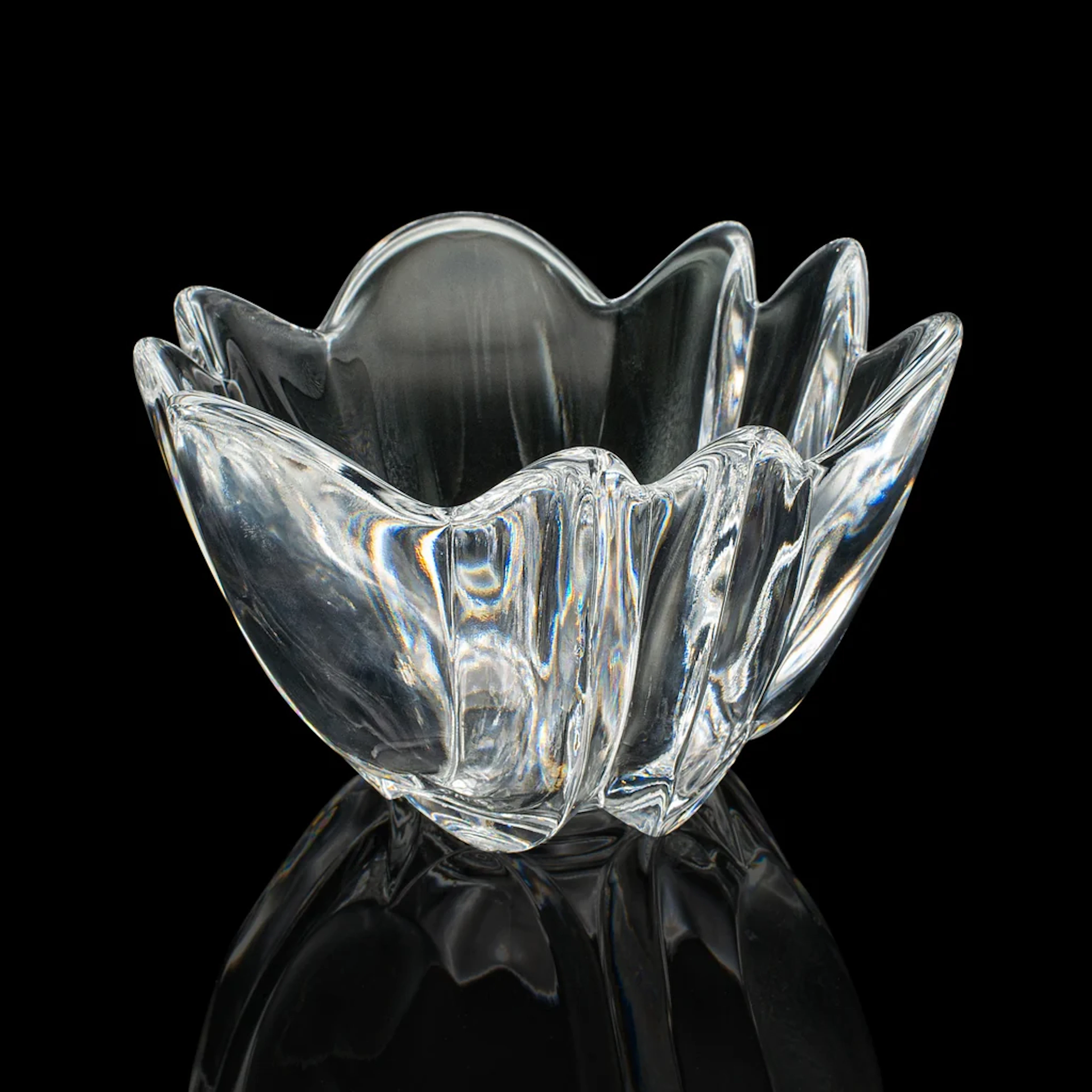 Vintage Lily Shaped Bowl, Swedish, Art Glass, Potpourri Dish, Orrefors, C.1970