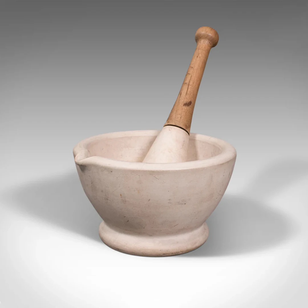 Antique Mortar and Pestle, English, Ceramic, Apothecary, Cookery Tool