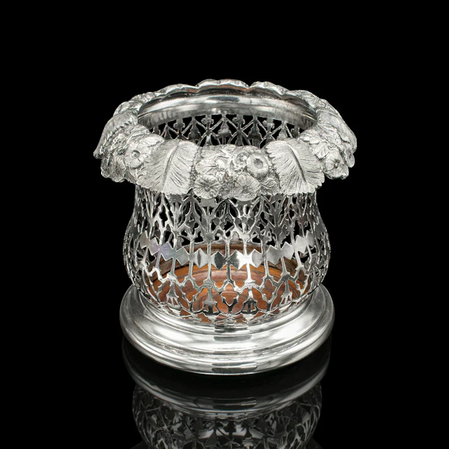 Antique Bottle Coaster, English, Silver Plate, Decorative Drinks Rest