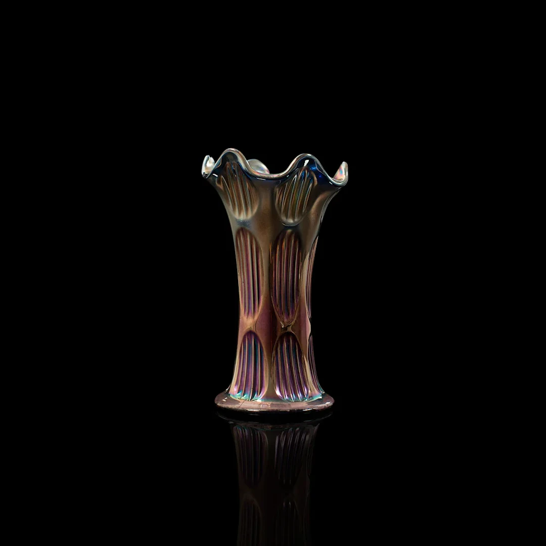 Vintage Carnival Vase, English, Glass, Decorative, Display, Mid 20th