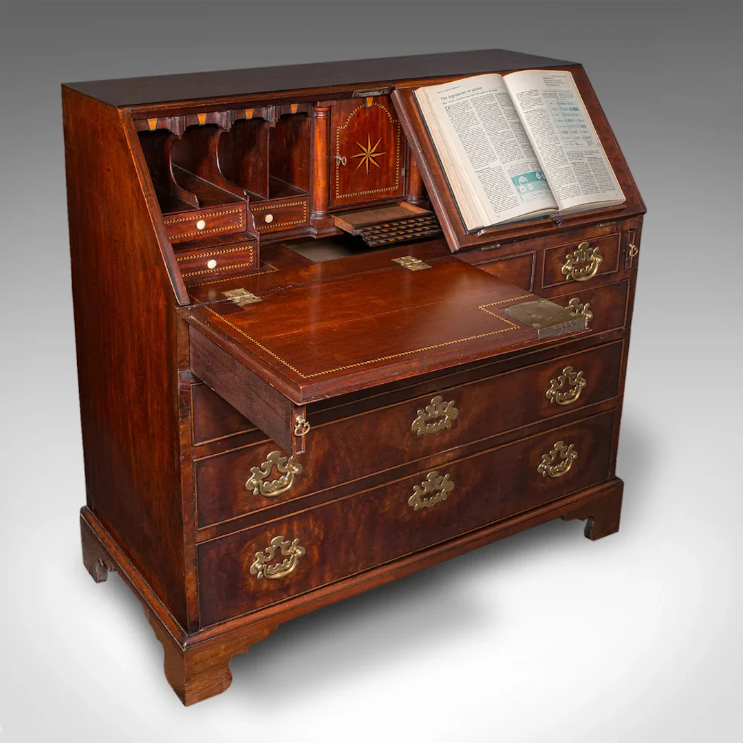 Rare Antique Barrister's Bureau, English Secretary, Escritoire, Georgian