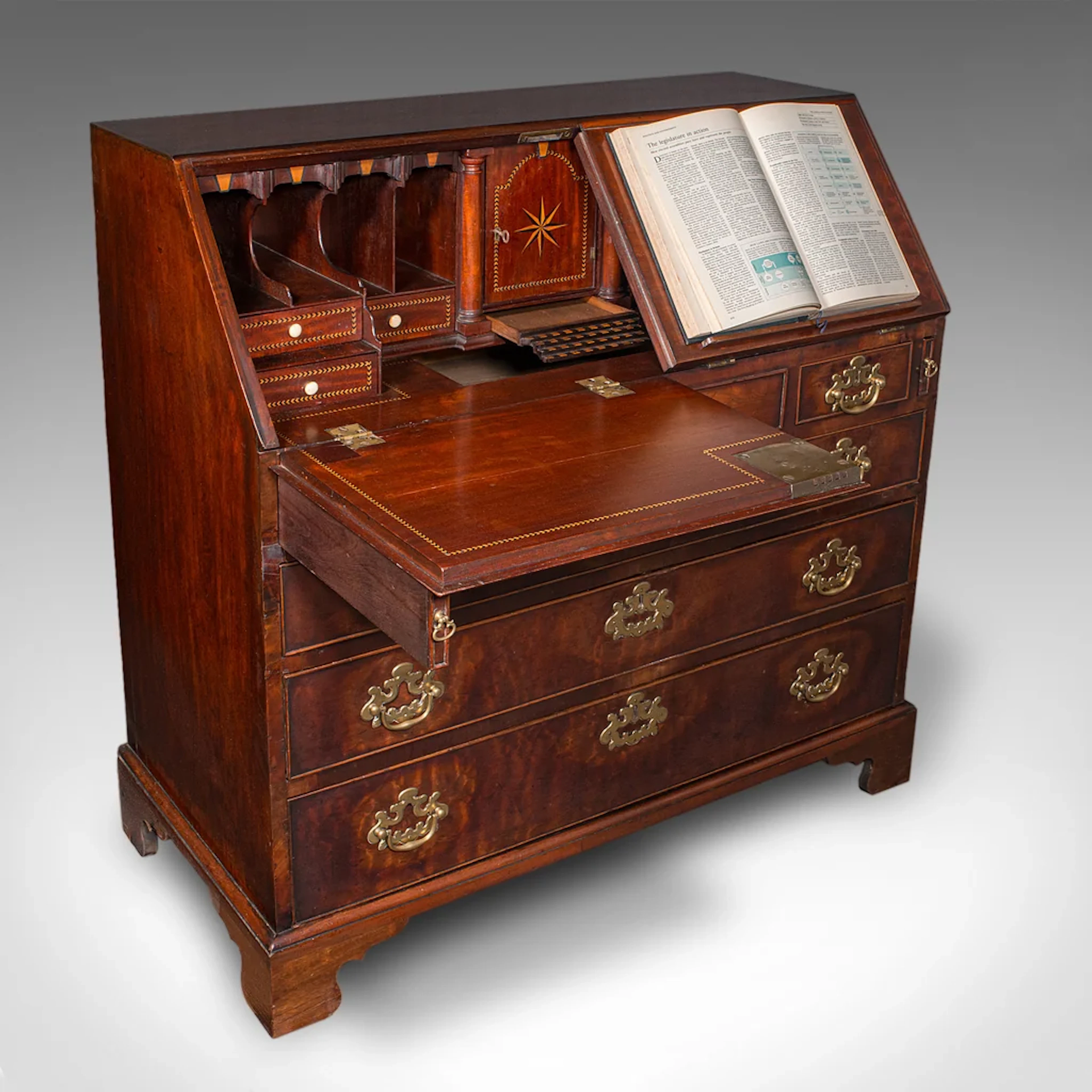 Rare Antique Barrister's Bureau, English Secretary, Escritoire, Georgian