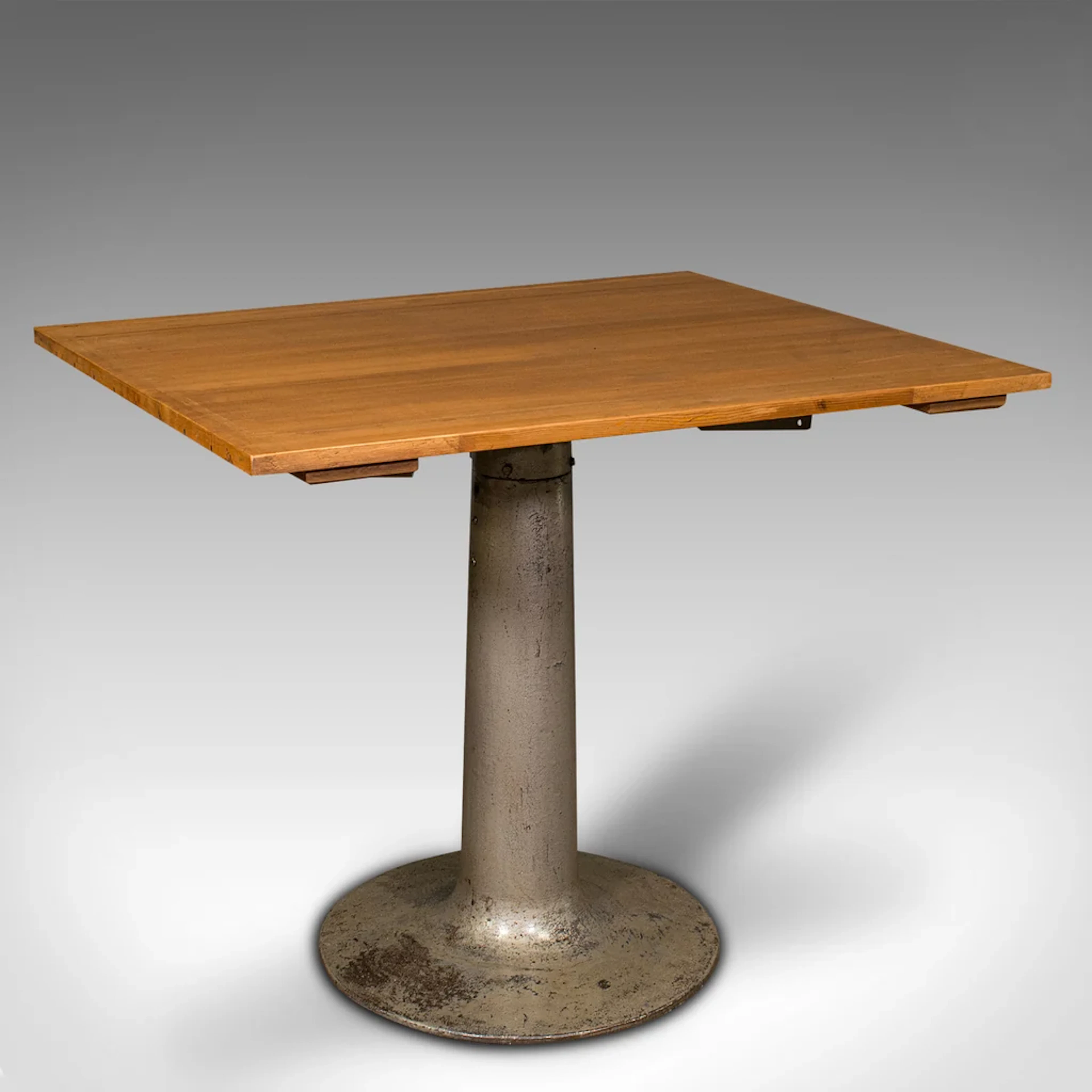Vintage Pedestal Table, English, Beech, Pine, Kitchen, Desk, Mid Century