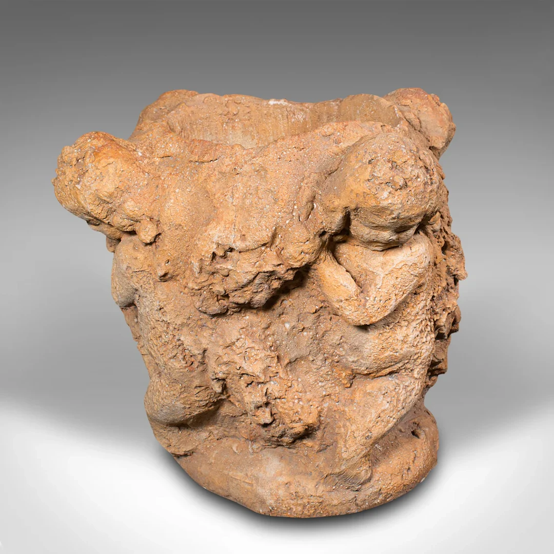 Large Vintage Decorative Cherub Jardiniere, Italian, Stone, Planter