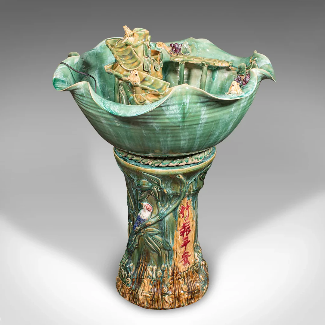 Large Vintage Indoor Water Feature, Chinese Ceramic, Fish Bowl, Art