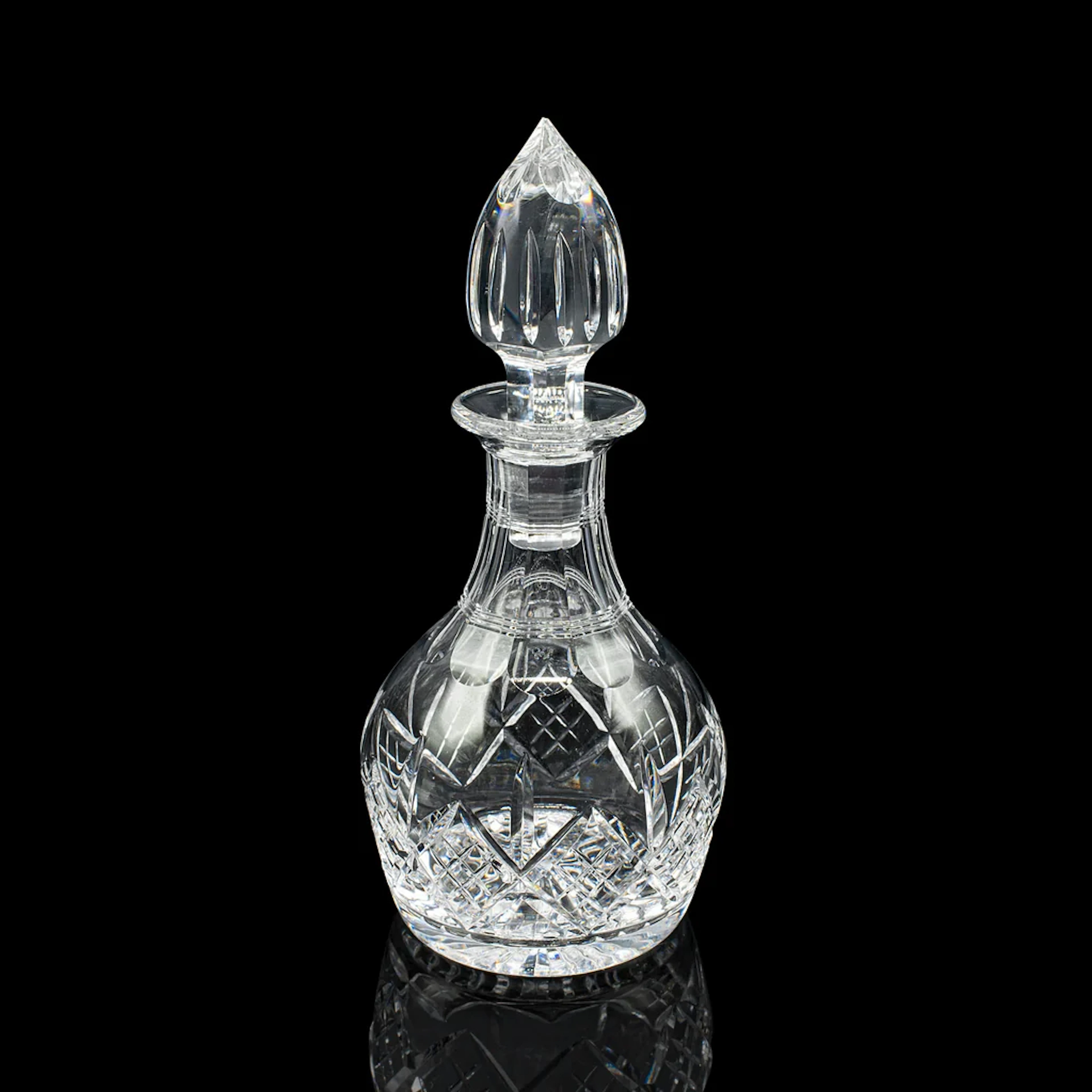 Vintage Brandy Decanter, English Cut Glass Spirit Vessel, Mid 20th