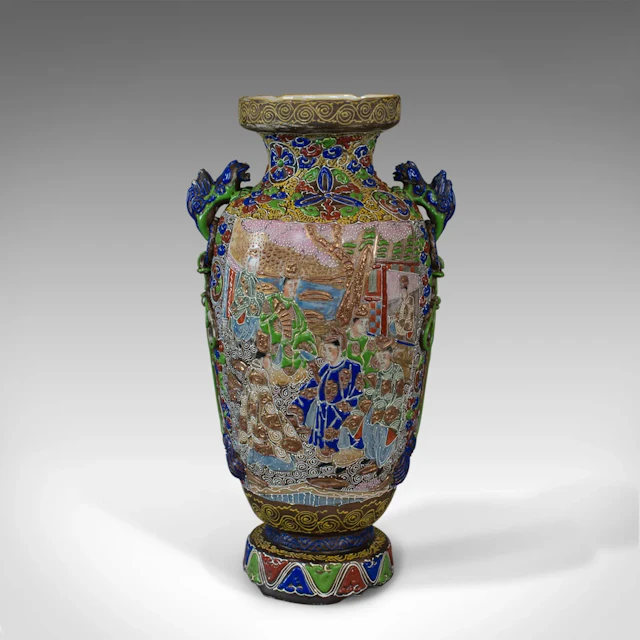 Vintage Baluster Vase, Oriental, Decorative, Ceramic, Vessel, 20th Century