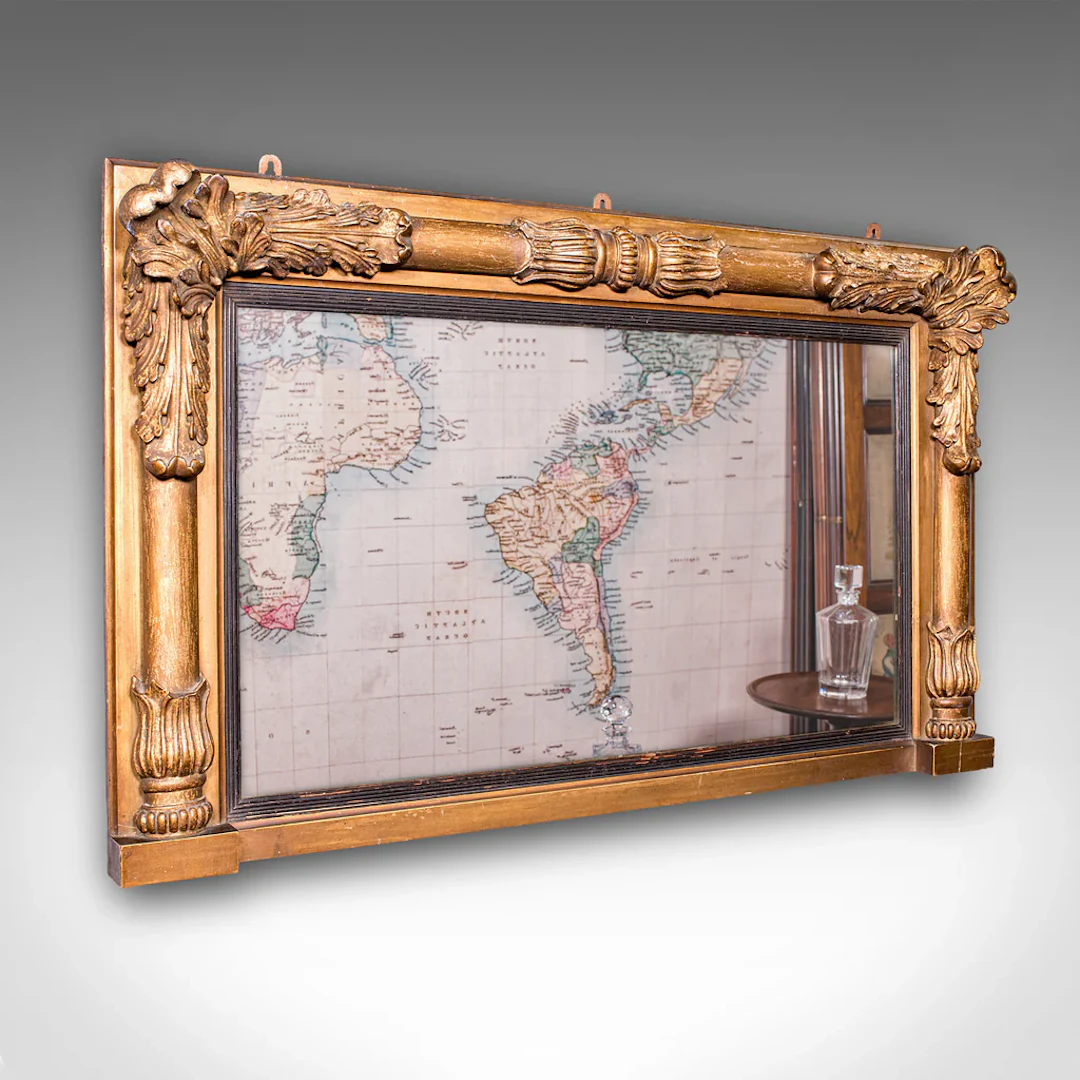 Antique Regency Overmantle Mirror, English, Giltwood, Neoclassical, Circa 1820