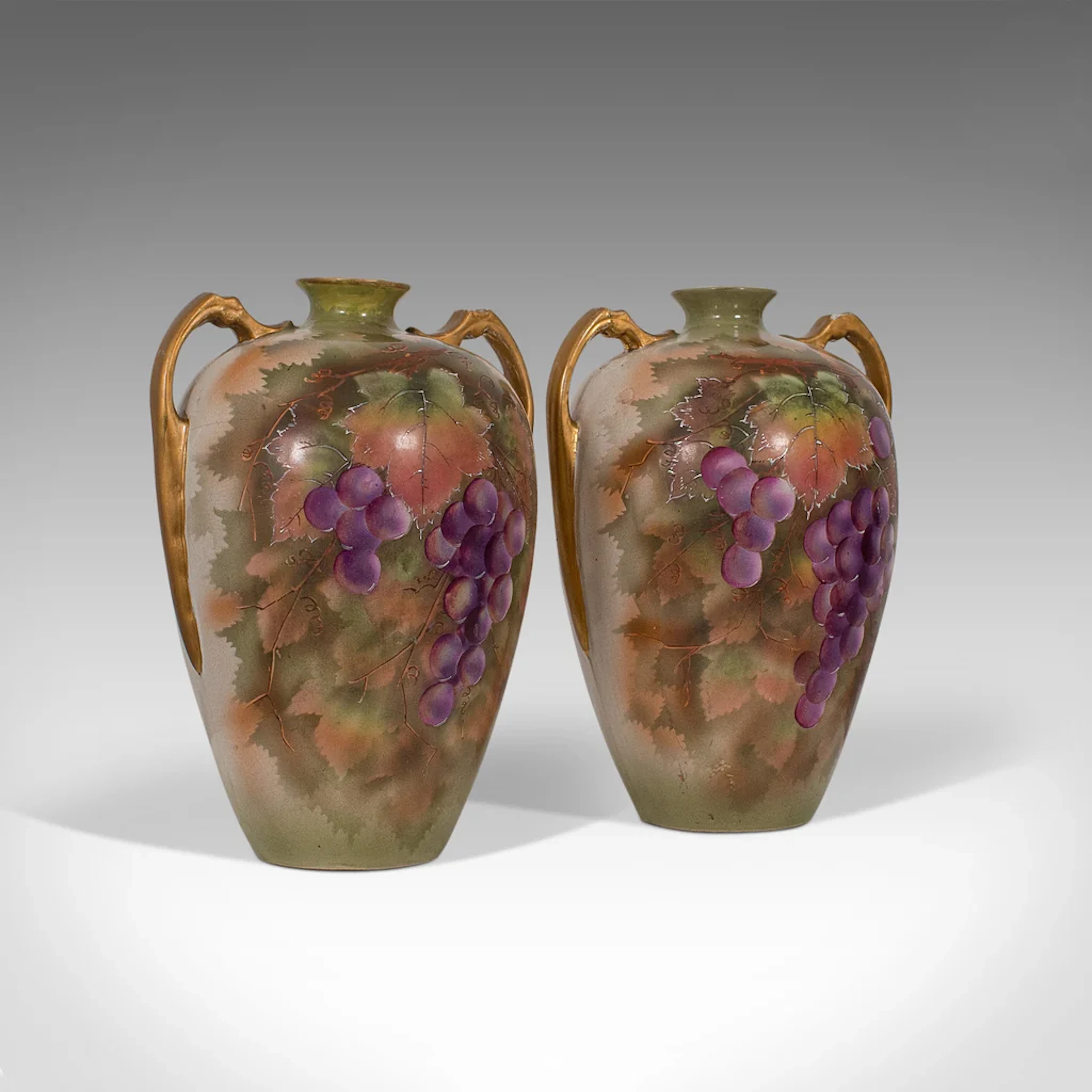 Pair Of, Vintage Wine Amphora, English, Ceramic, Decorative, Vessel