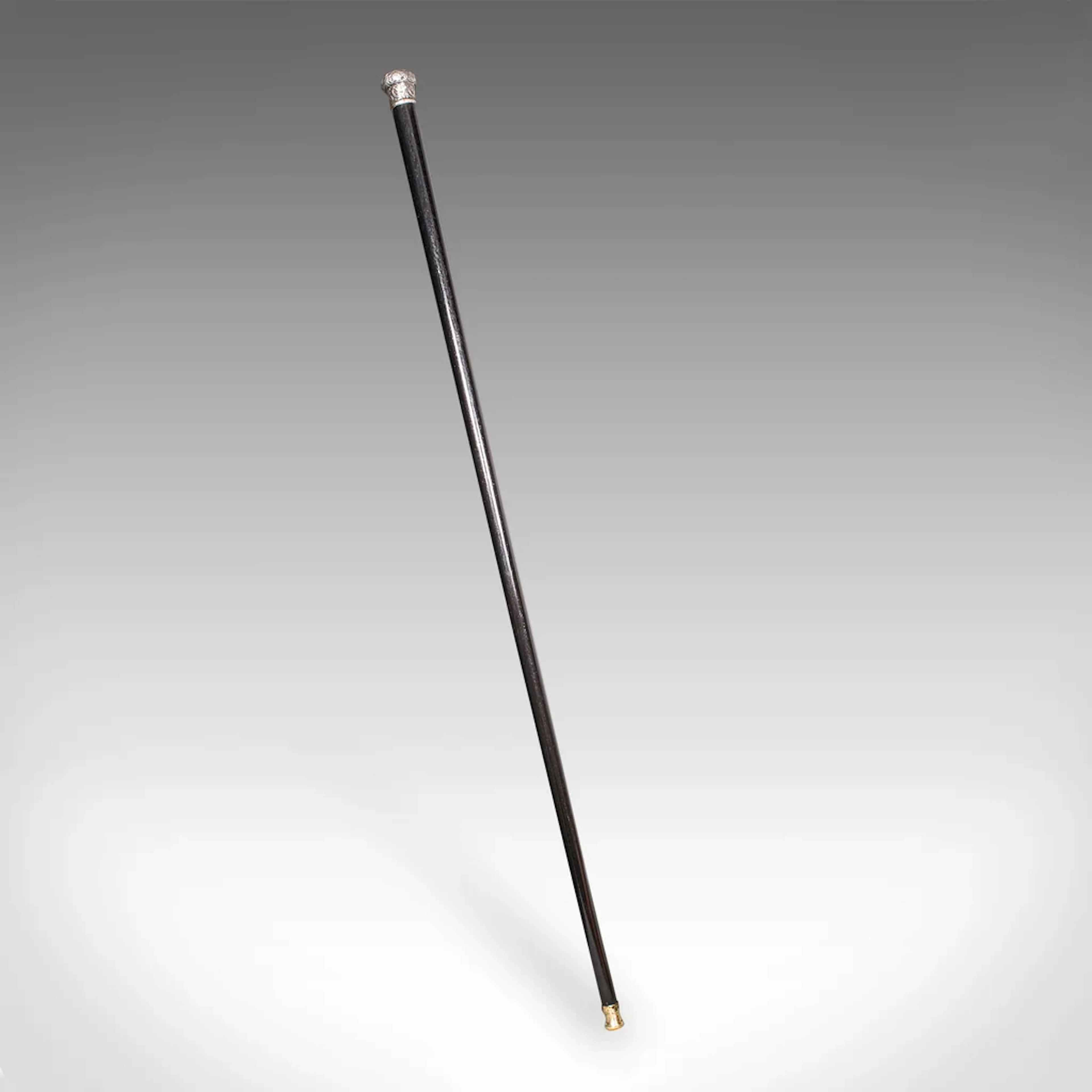 Antique Dandy’s Walking Cane, English, Stick, Ebonised, Victorian