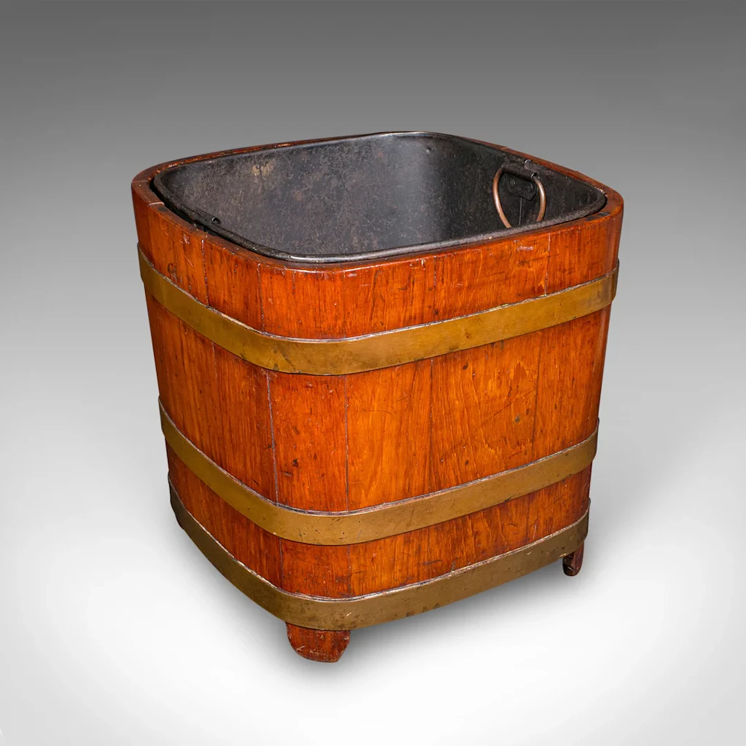 Antique Fireside Store, English, Hearthside Coal Bin, Log Basket
