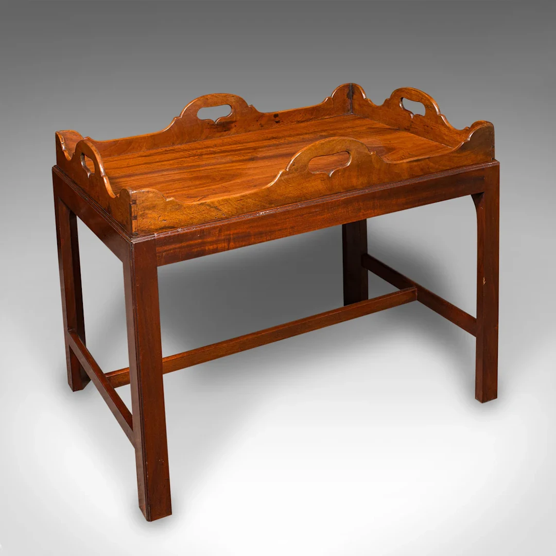 Vintage Butler's Serving Table, English, Afternoon Tea Tray On Stand, Art Deco