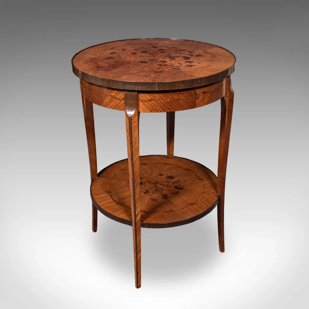 Antique Two Tier Occasional Table, French, Kingwood, Lamp, Jardiniere