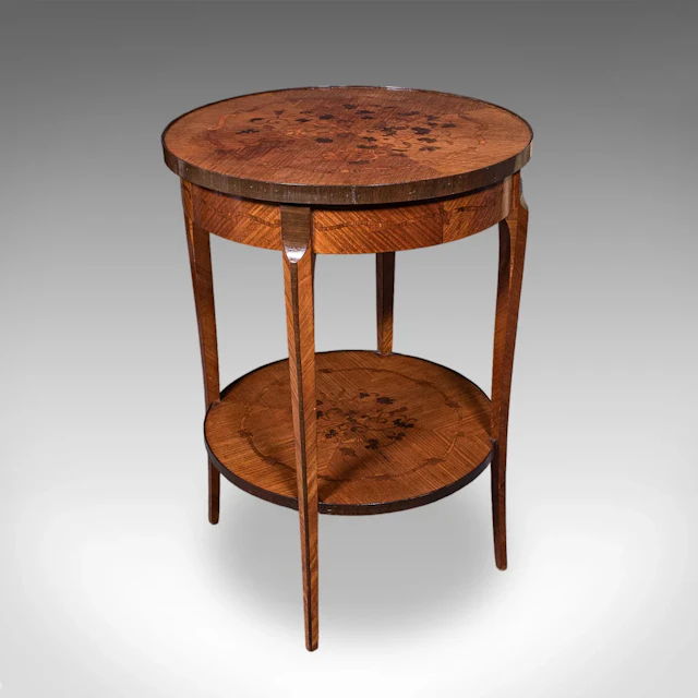 Antique Two Tier Occasional Table, French, Kingwood, Lamp, Jardiniere