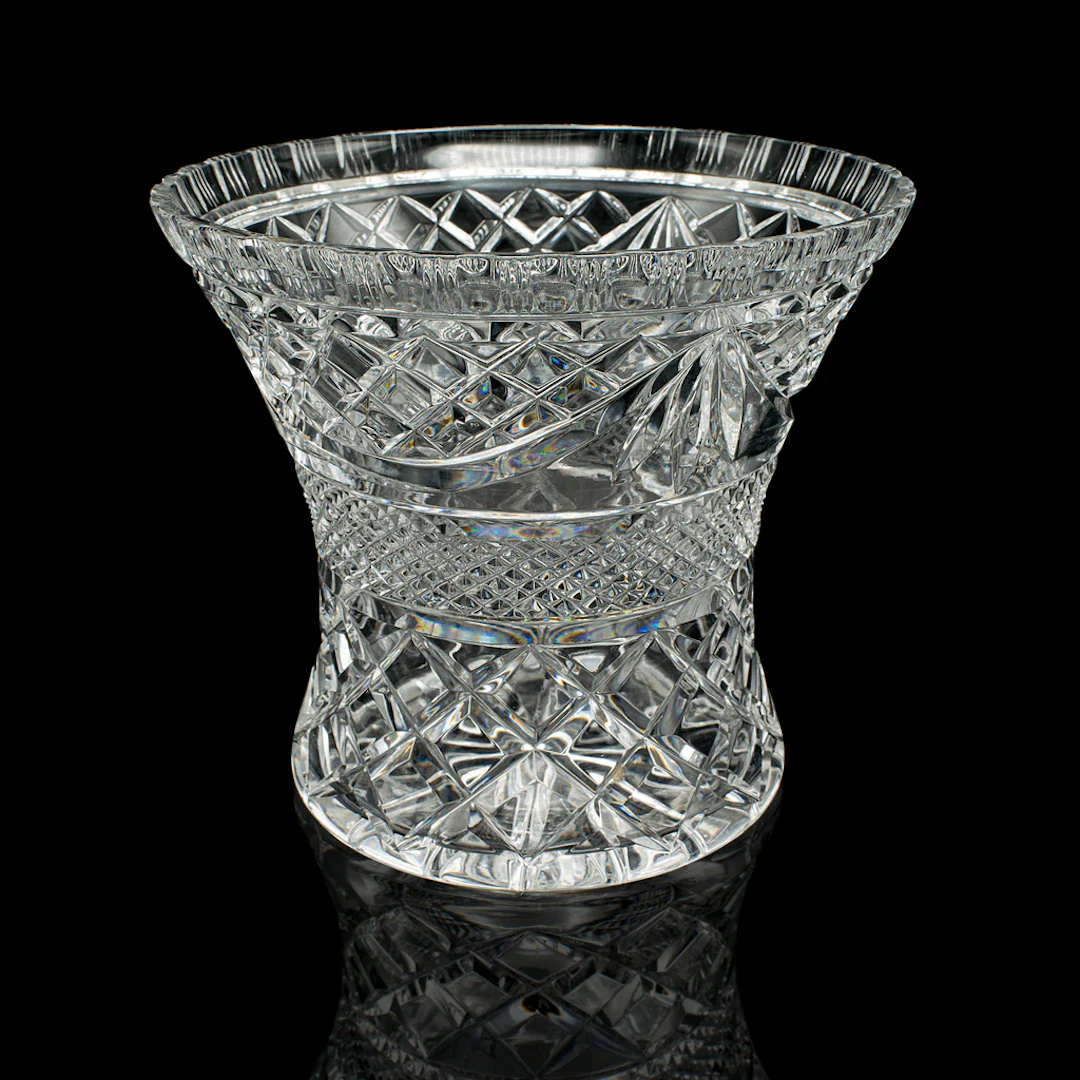 Vintage Crystal Ice Bucket, English, Cut Glass, Bottle Cooler, Mid