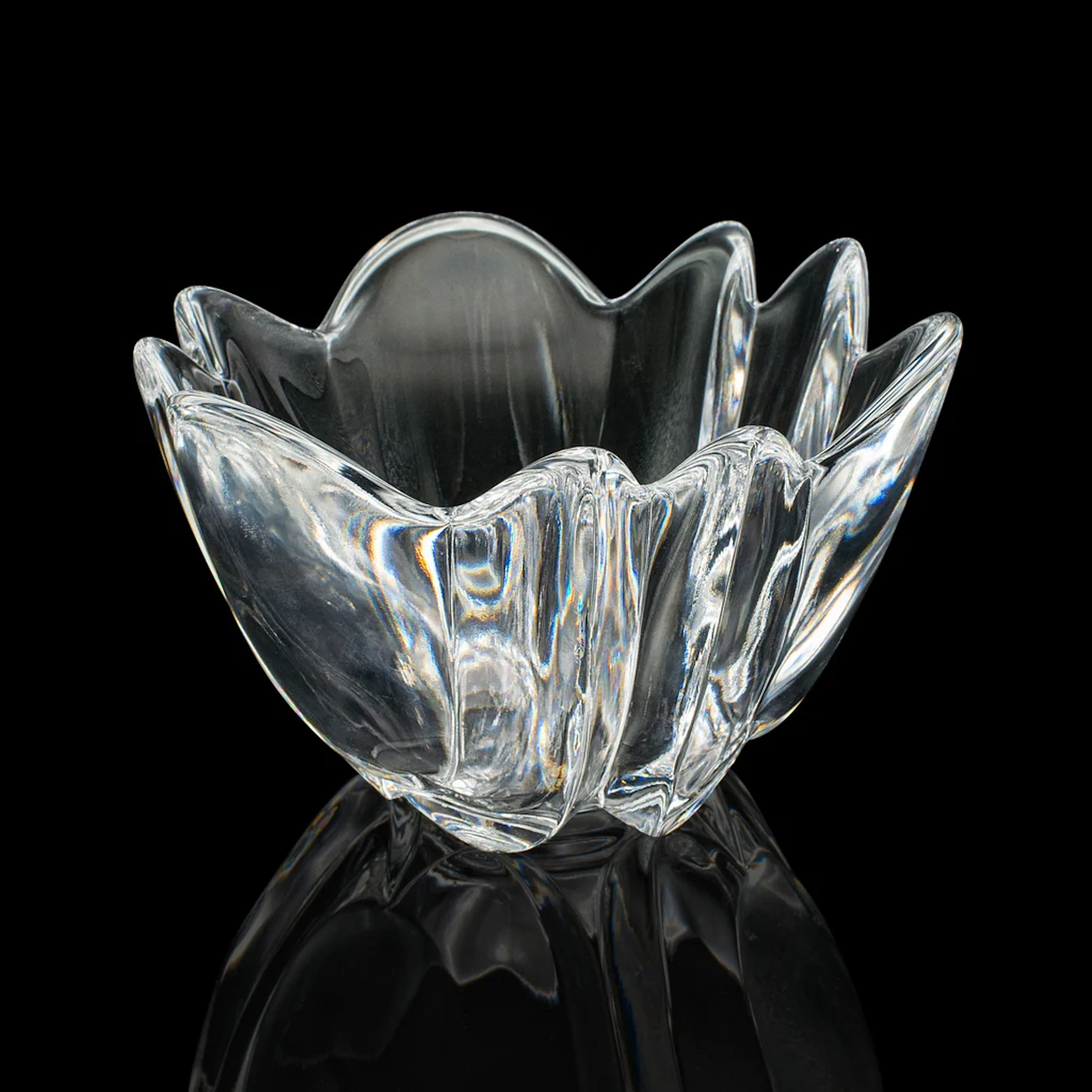 Vintage Lily Shaped Bowl, Swedish, Art Glass, Potpourri Dish, Orrefors, C.1970
