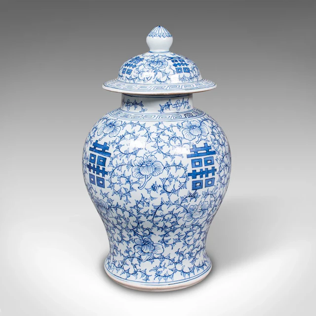 Vintage Decorative Flower Vase, Chinese, Ceramic, Urn, Spice Jar
