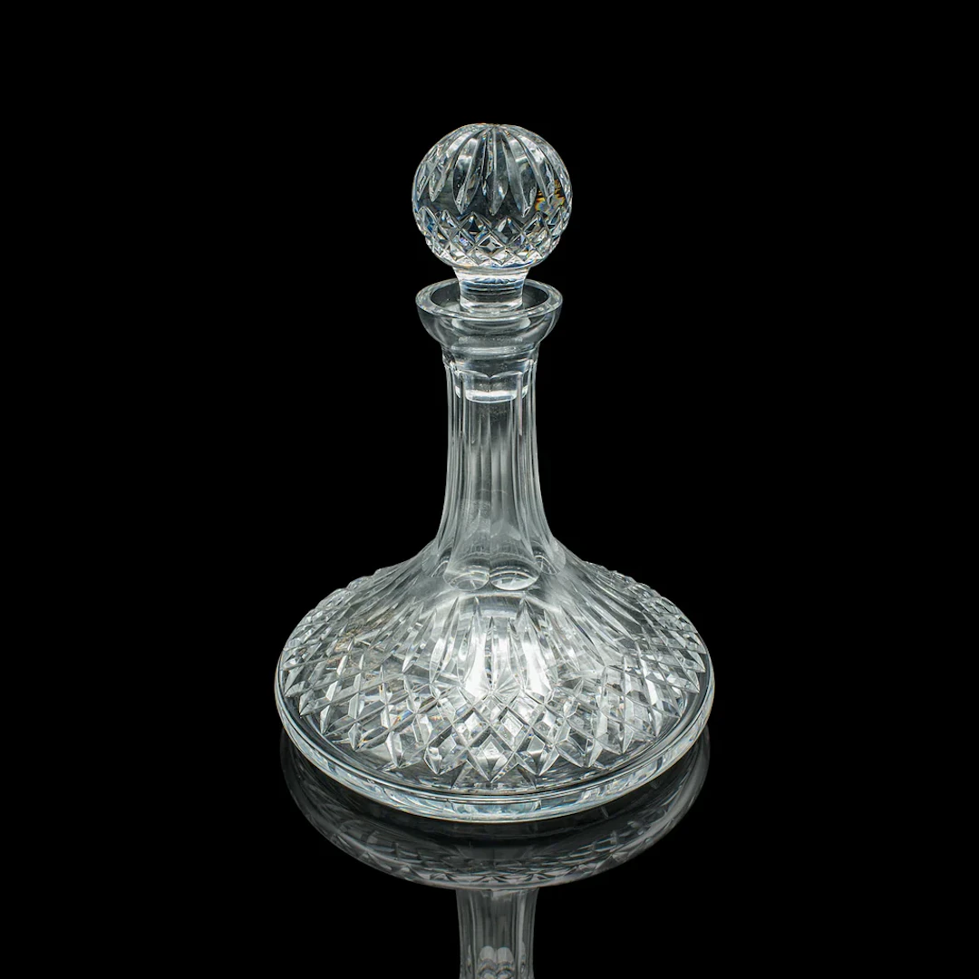 Vintage Ship's Merlot Decanter, English Crystal Glass, Wine, Spirit