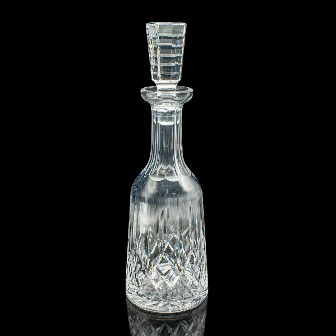 Vintage Claret Decanter, English, Cut Crystal Glass, Spirit Vessel, Circa 1970