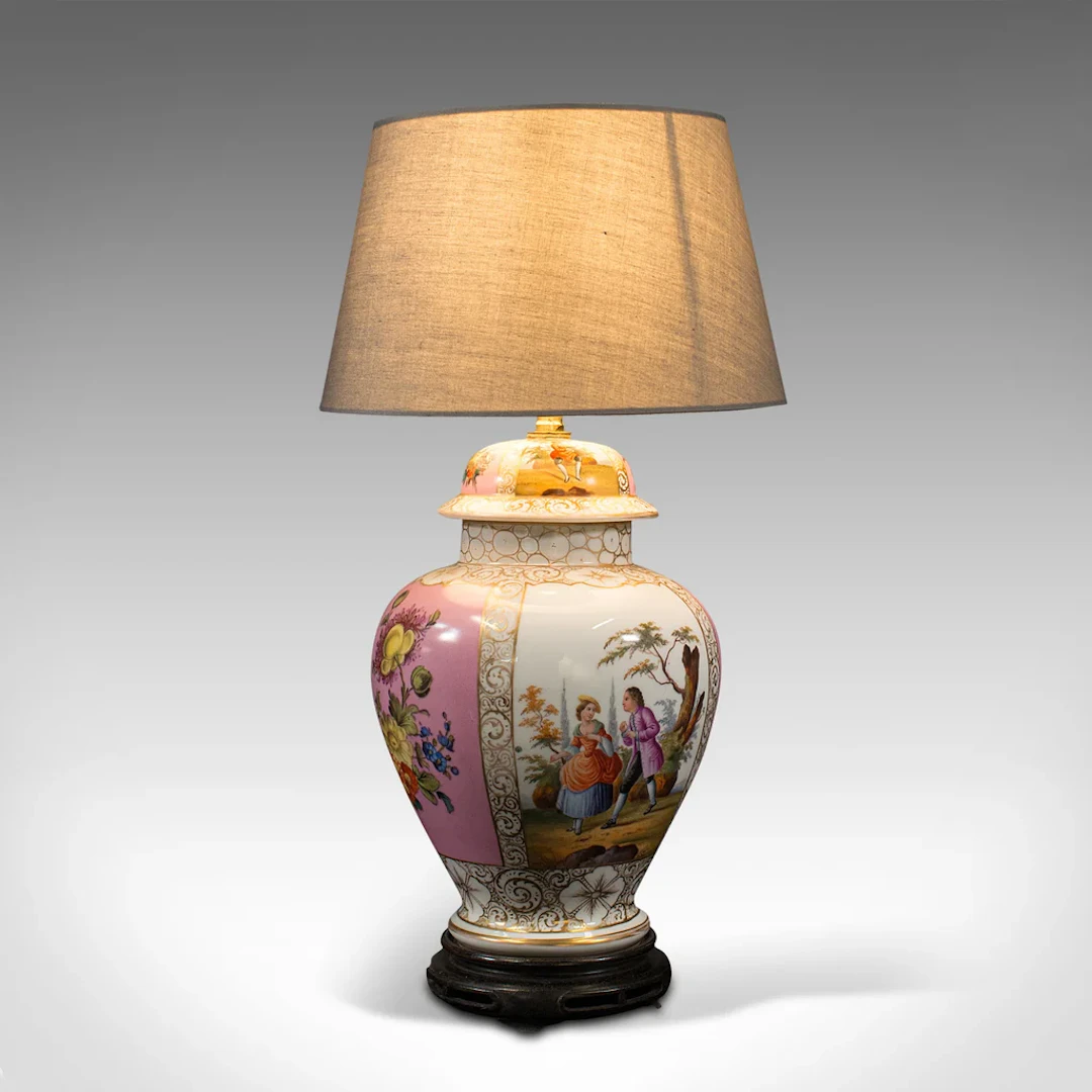 Vintage Decorative Lamp, Continental, Ceramic, Ornamental, Table Light, C.1970