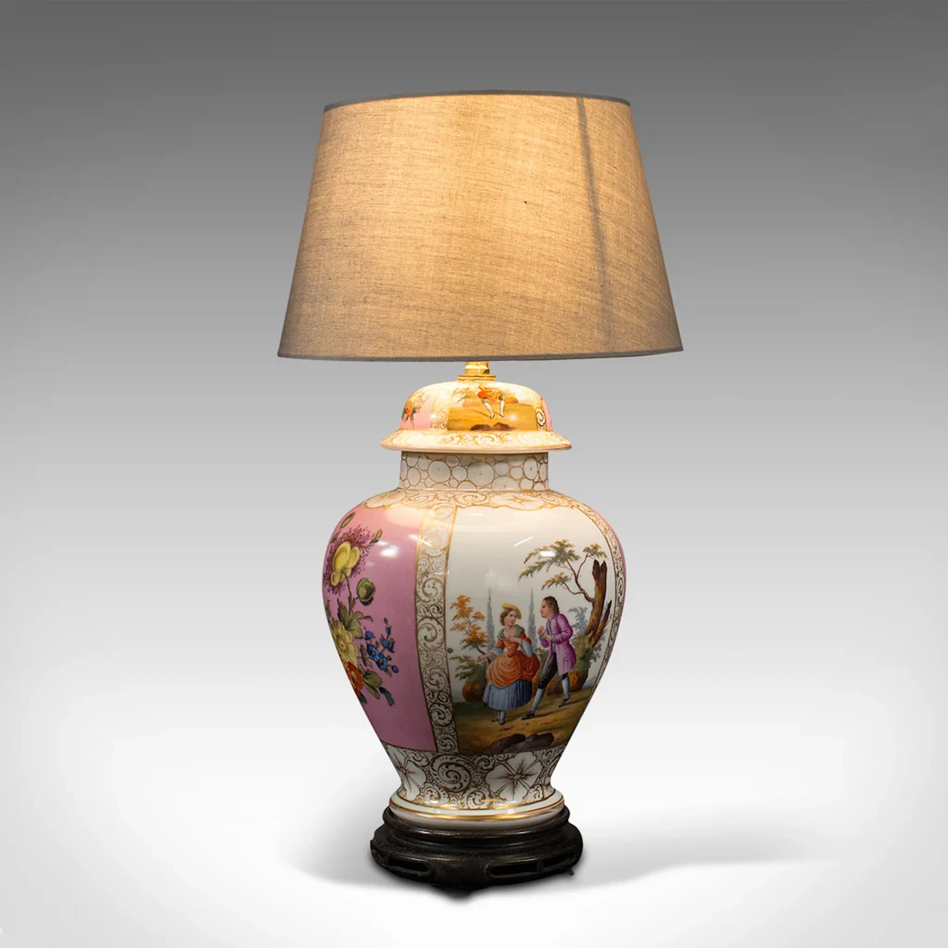 Vintage Decorative Lamp, Continental, Ceramic, Ornamental, Table Light, C.1970