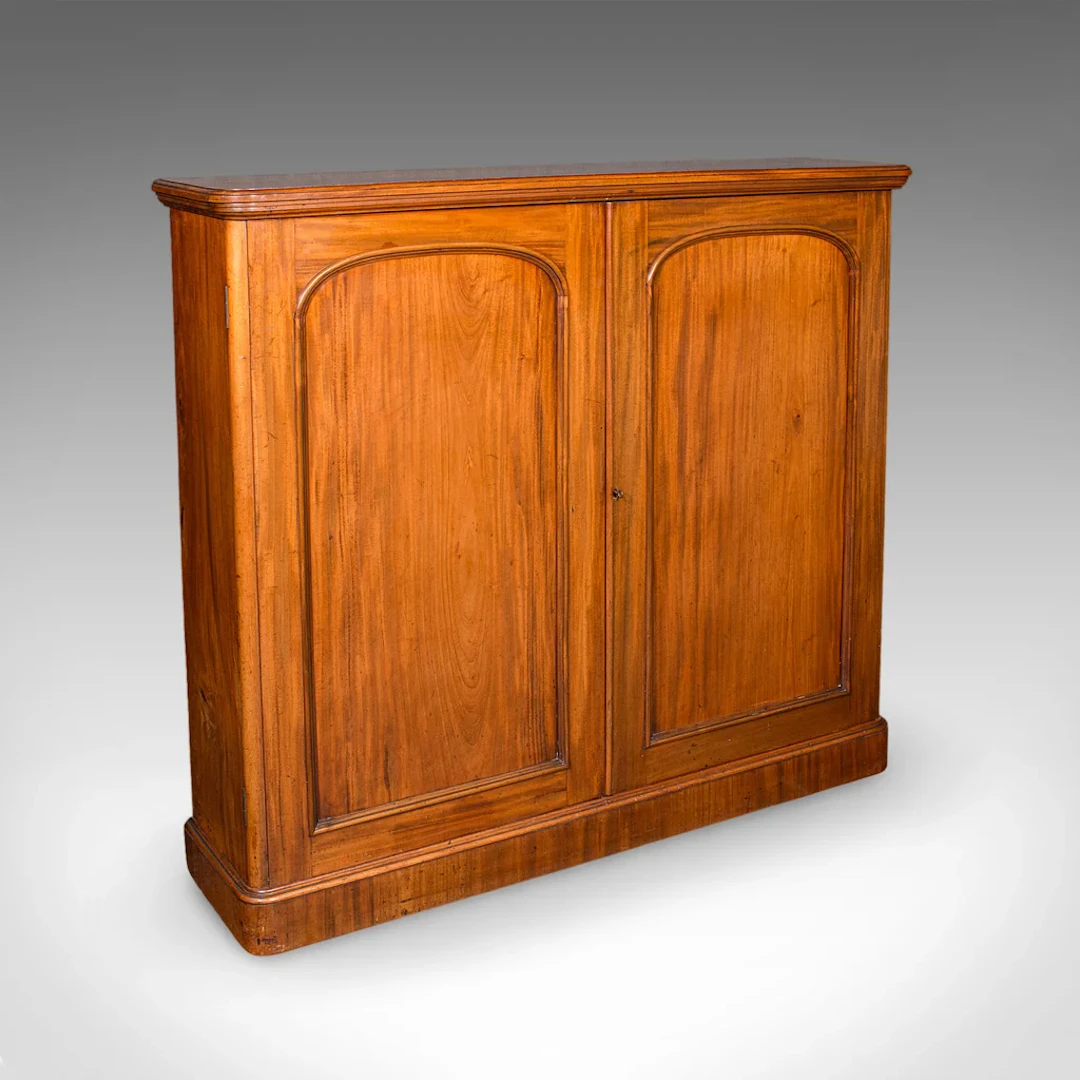 Large Antique Captain's Bookcase, English, Enclosed Book Cabinet