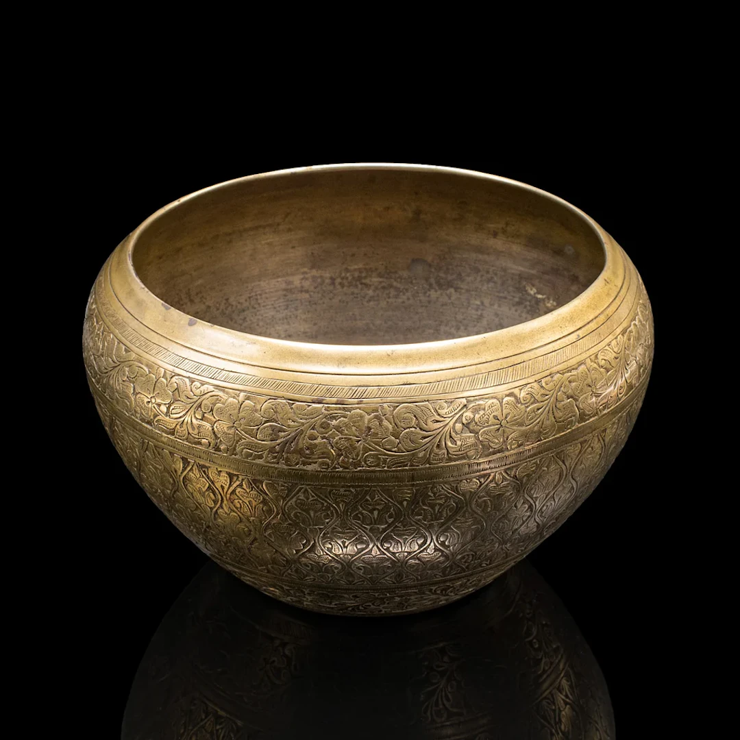 Vintage Offering Bowl, South East Asian, Brass, Jardiniere Pot, Art