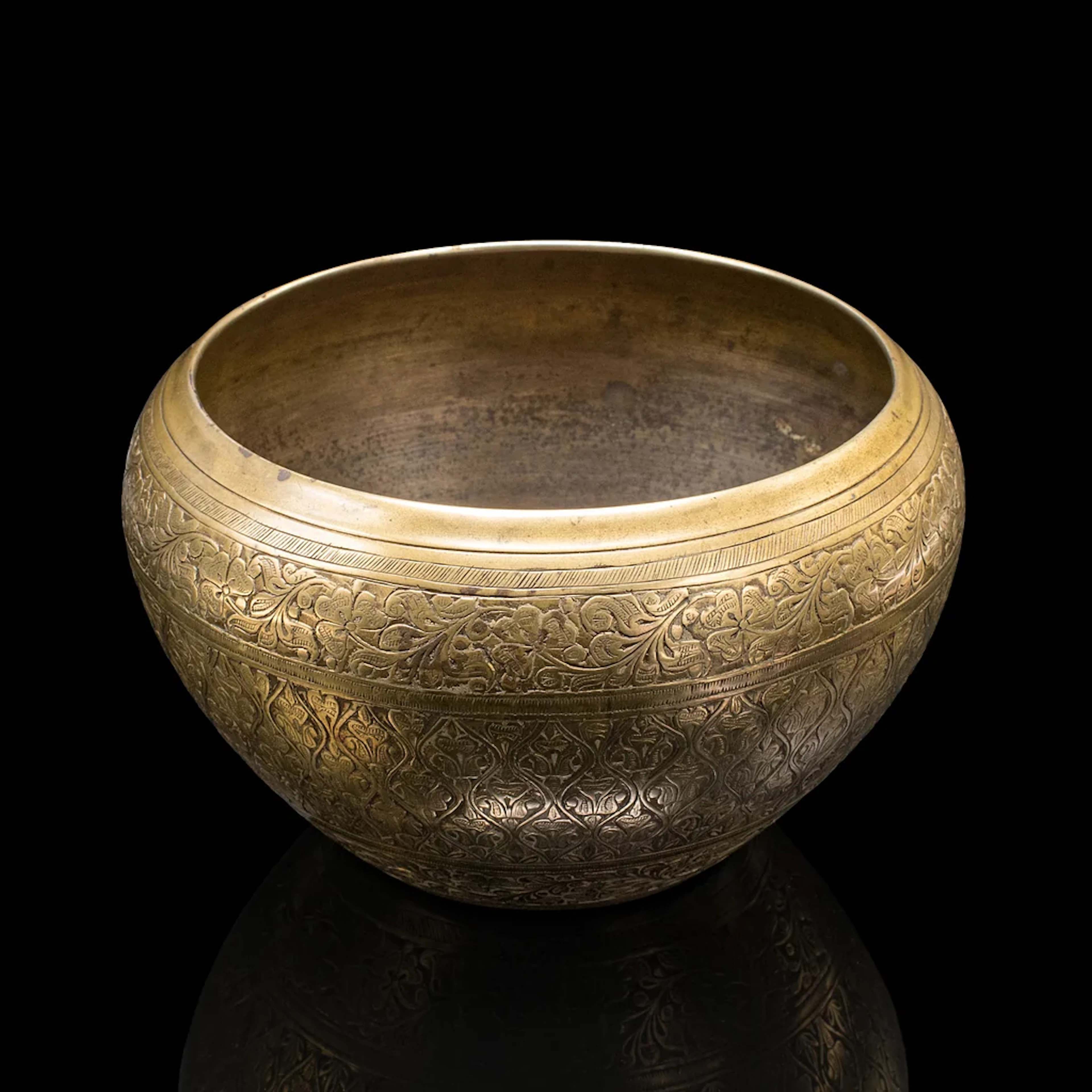 Vintage Offering Bowl, South East Asian, Brass, Jardiniere Pot, Art