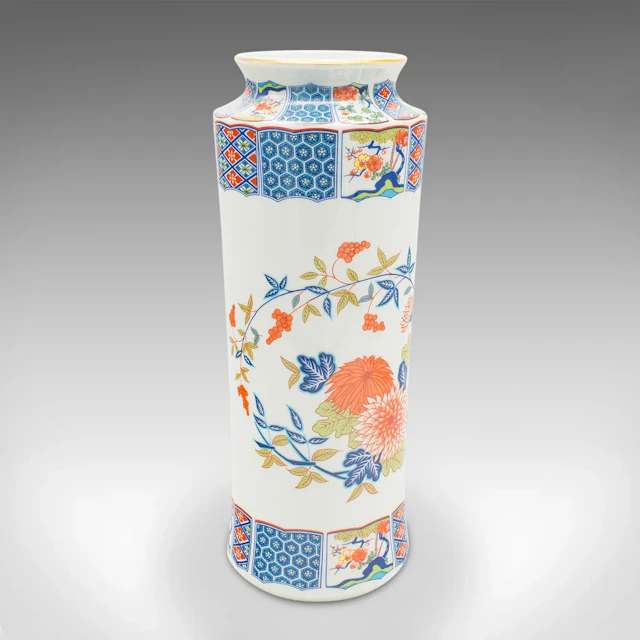 Vintage Decorative Stem Vase, Chinese, Ceramic, Flower Sleeve, Art Deco Revival