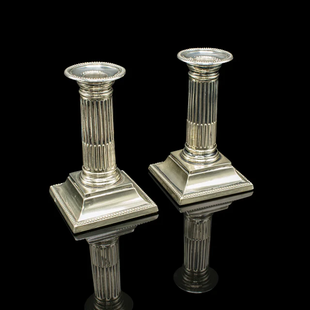 Pair of Antique Candlesticks, English, Silver Plate, Candle Stand, Victorian