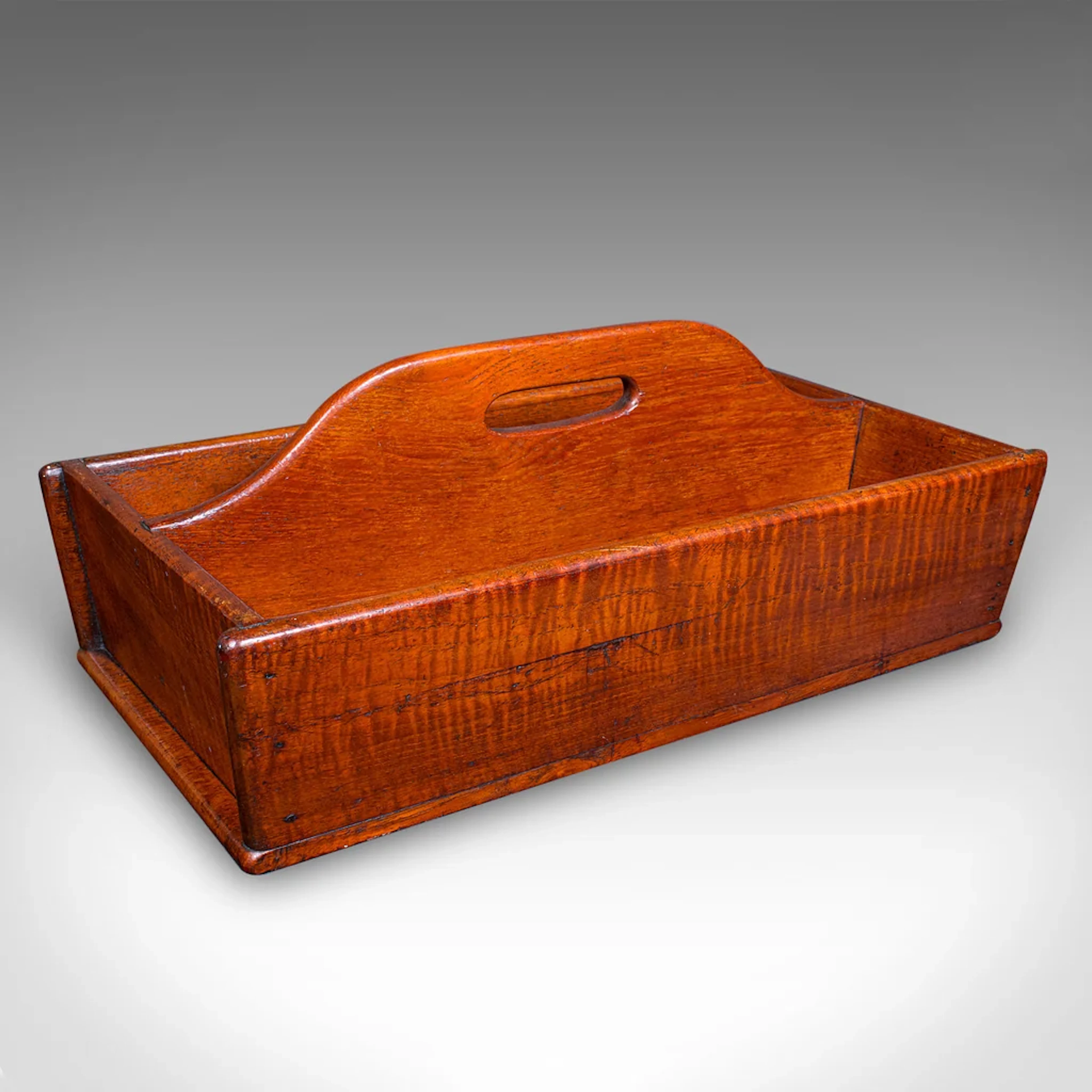 Antique Footman's Carry Tray, English, Fruitwood, Butler's Work Box, Victorian