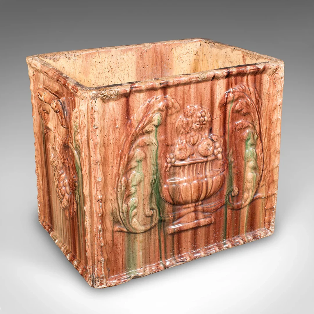 Large Antique Planter, Scottish, Ceramic Jardinière, Majolica Taste, Victorian