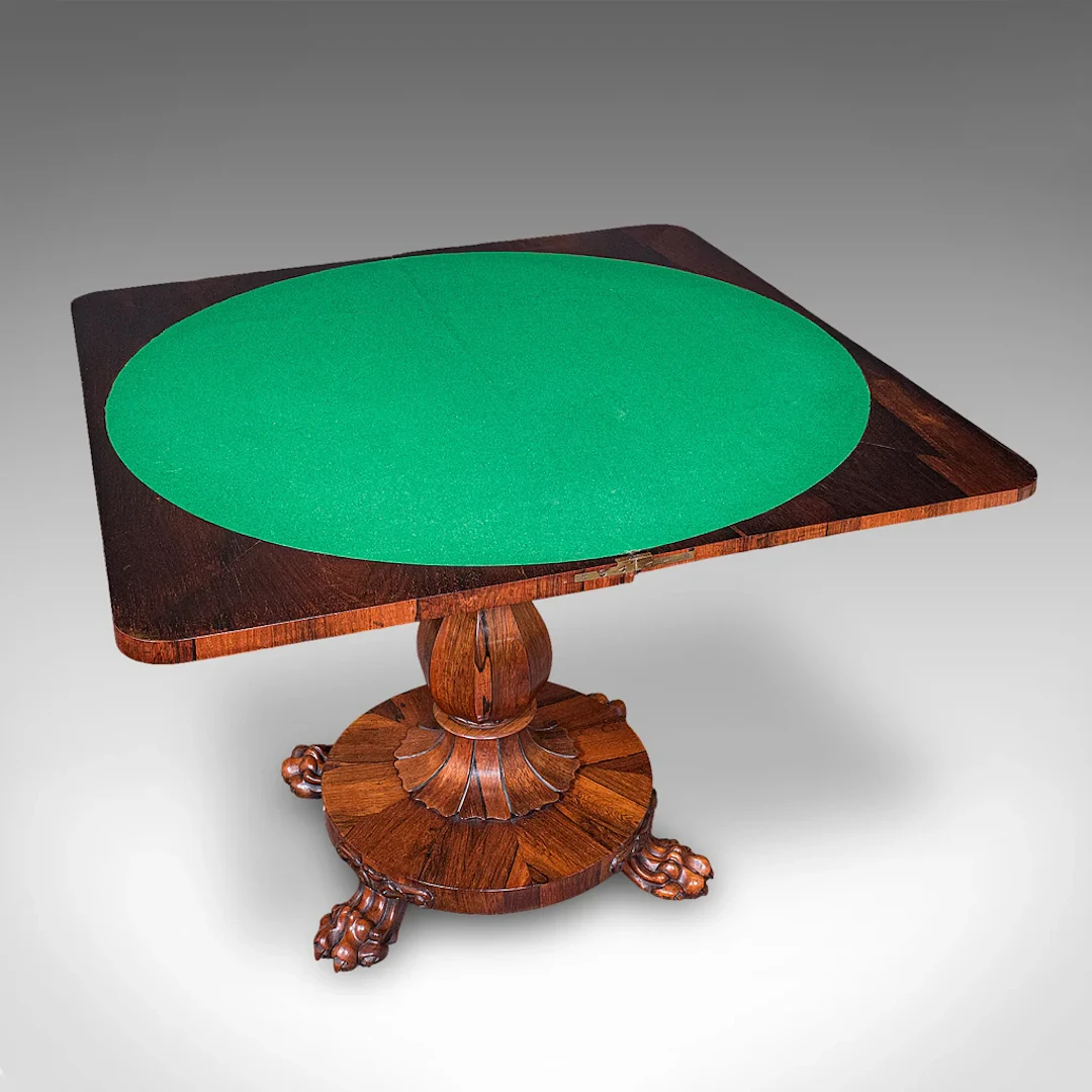 Antique Club Lounge Poker Table, English, Parlour Games, Cards, William