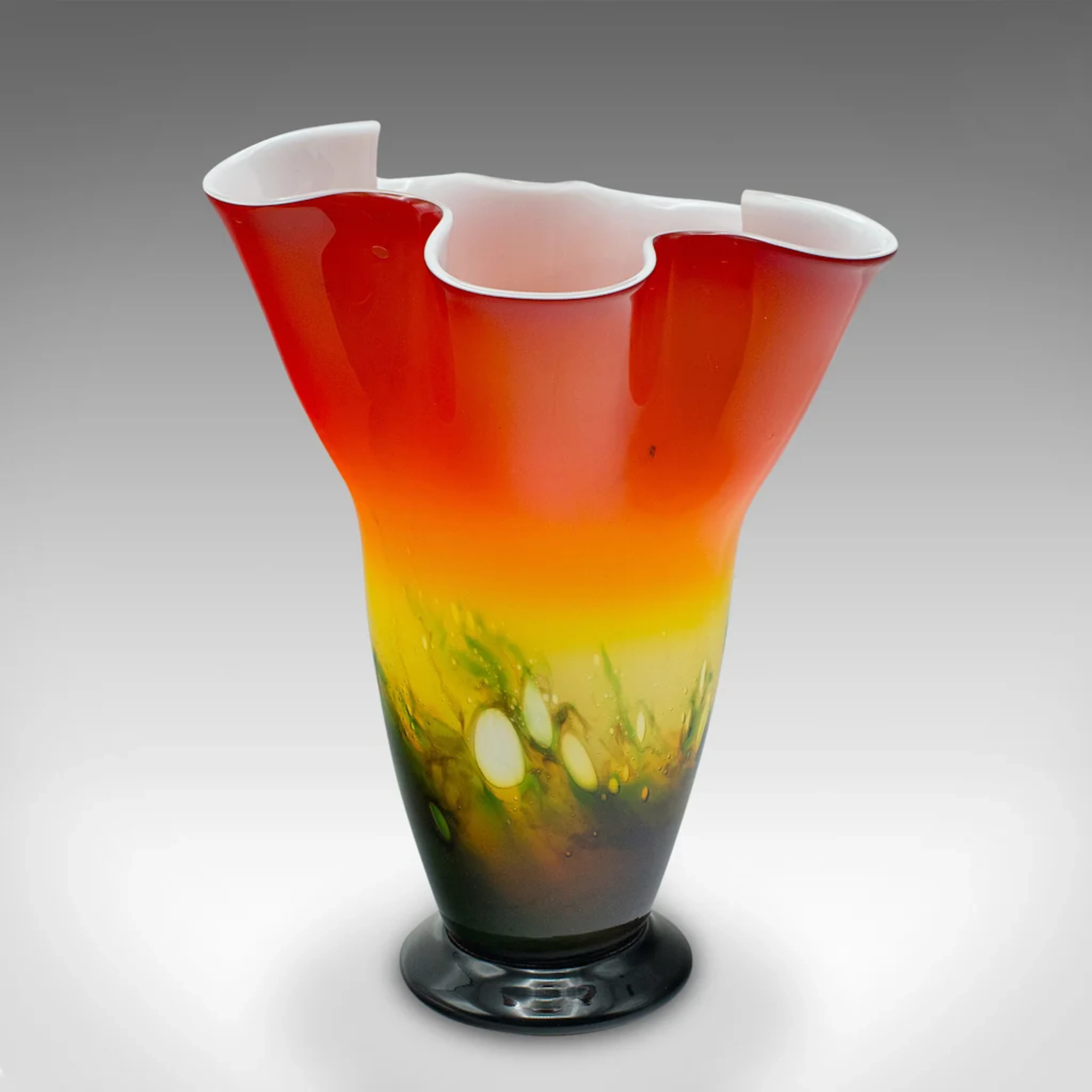 Large Vintage Flower Vase, Italian, Murano Art Glass, Decorative Planter