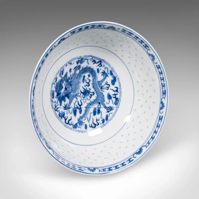 Vintage Display Bowl, Oriental Ceramic, Decorative, Serving Dish