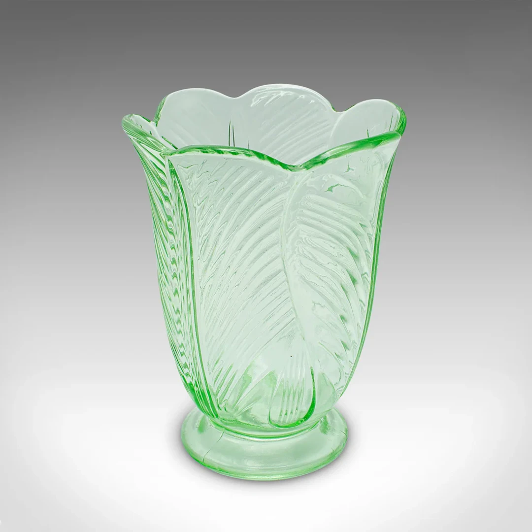 Vintage Art Deco Vase, English, Tulip Form, Glass Flower Pot, Early