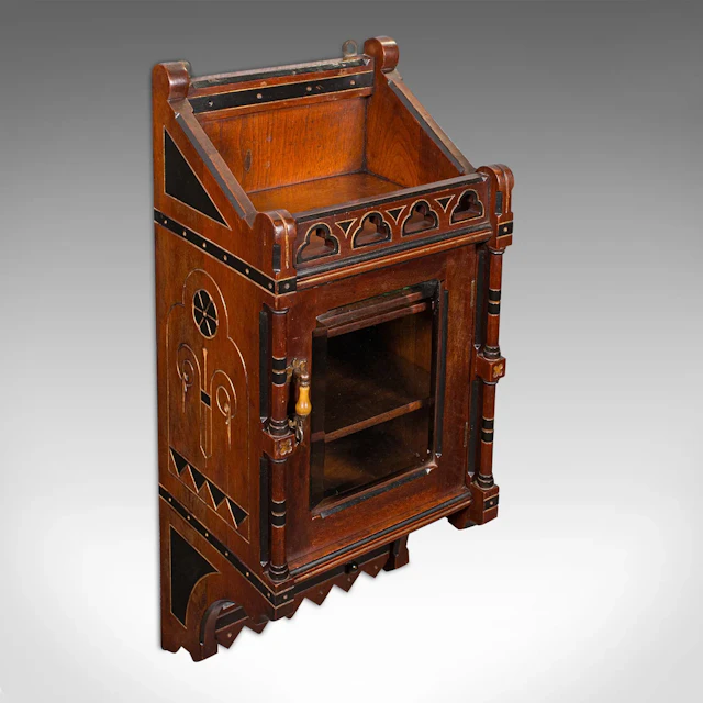 Antique Reception Hall Cabinet, English, Cupboard, Aesthetic Period, Victorian