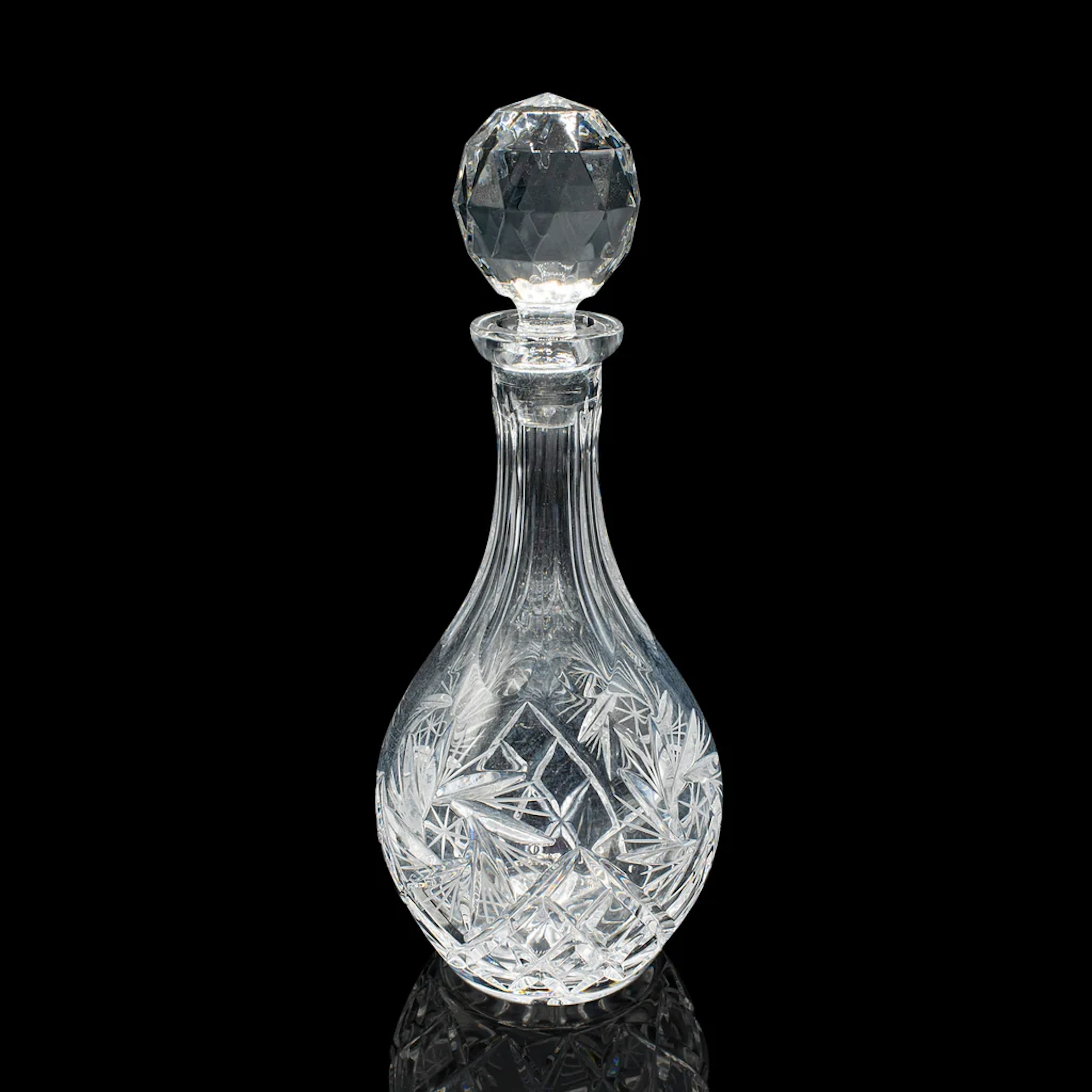Vintage Liqueur Decanter, English, Cut Crystal Glass, Mid 20th Century, C.1960