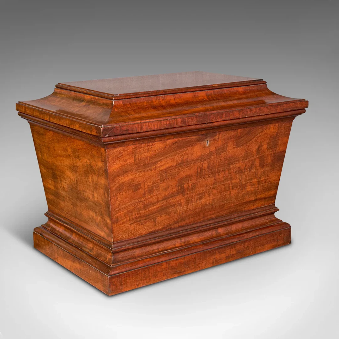 Large Antique Sarcophagus Cellarette, English, Mahogany, Wine Cooler, Regency