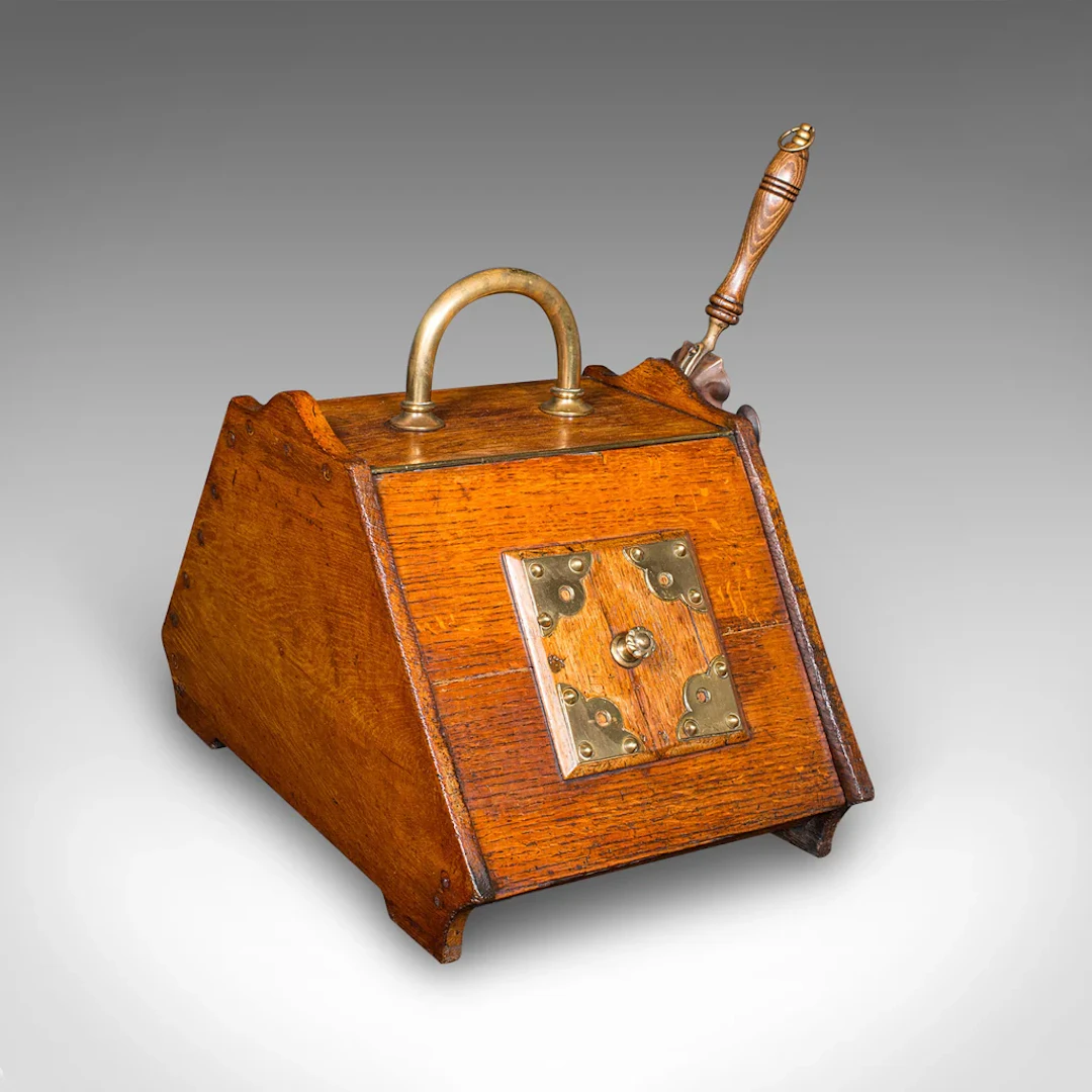 Antique Coal Purdonium, Scottish, Oak, Fireside Store, Gothic Revival