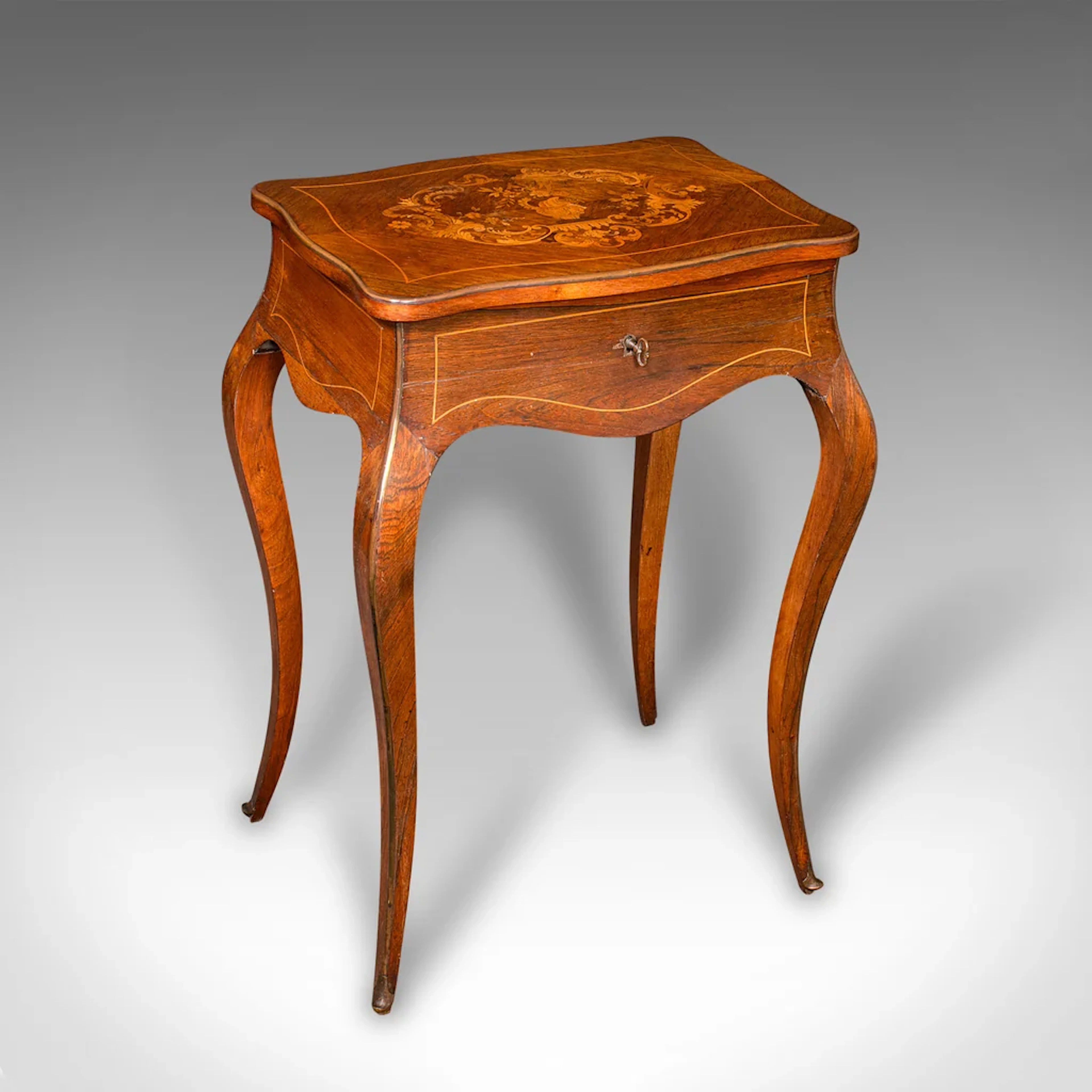Antique Jewellery Table, French, Walnut, Side, Occasional, Victorian