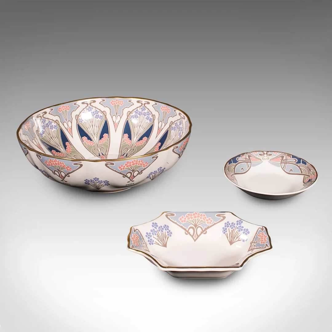 Vintage Liberty London Serving Set, English Ceramic, Ianthe Pattern, Tableware