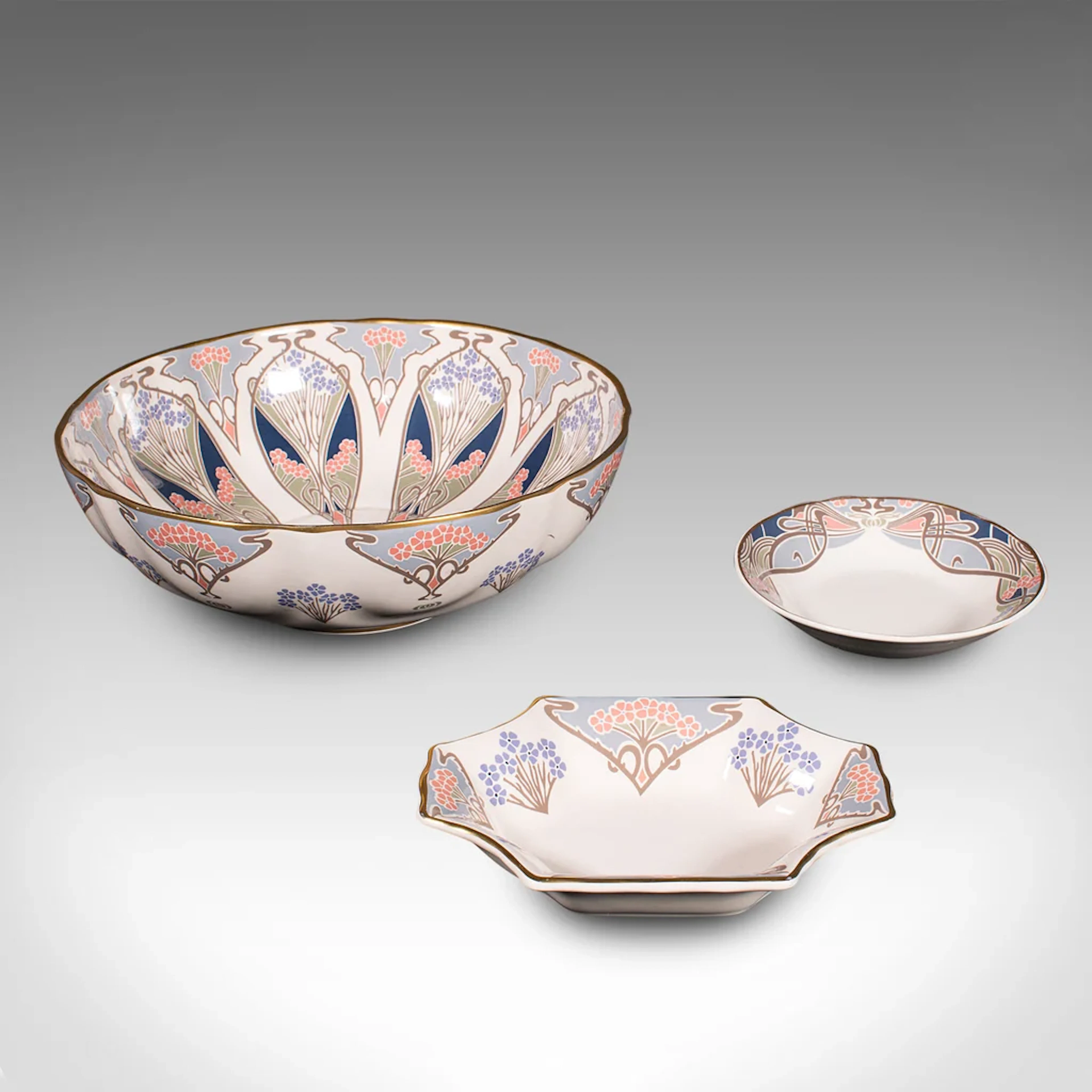 Vintage Liberty London Serving Set, English Ceramic, Ianthe Pattern, Tableware