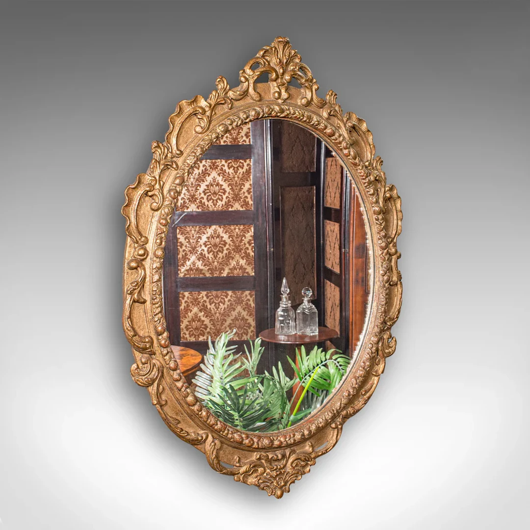 Large Antique Wall Mirror, Italian Giltwood, Ornate, Overmantle, Hall