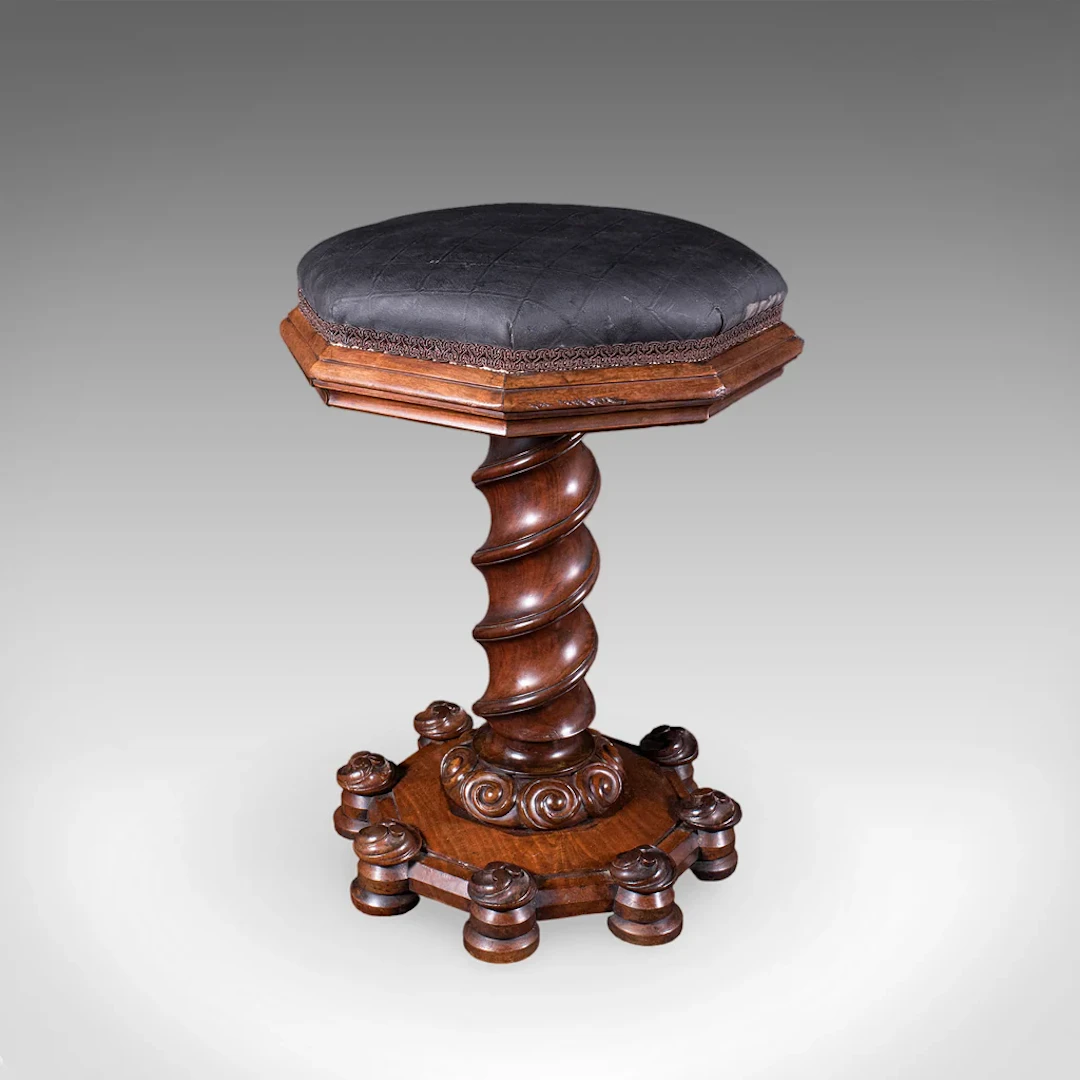 Antique Estate Chapel Organist's Stool, Scottish, Walnut Music Riser