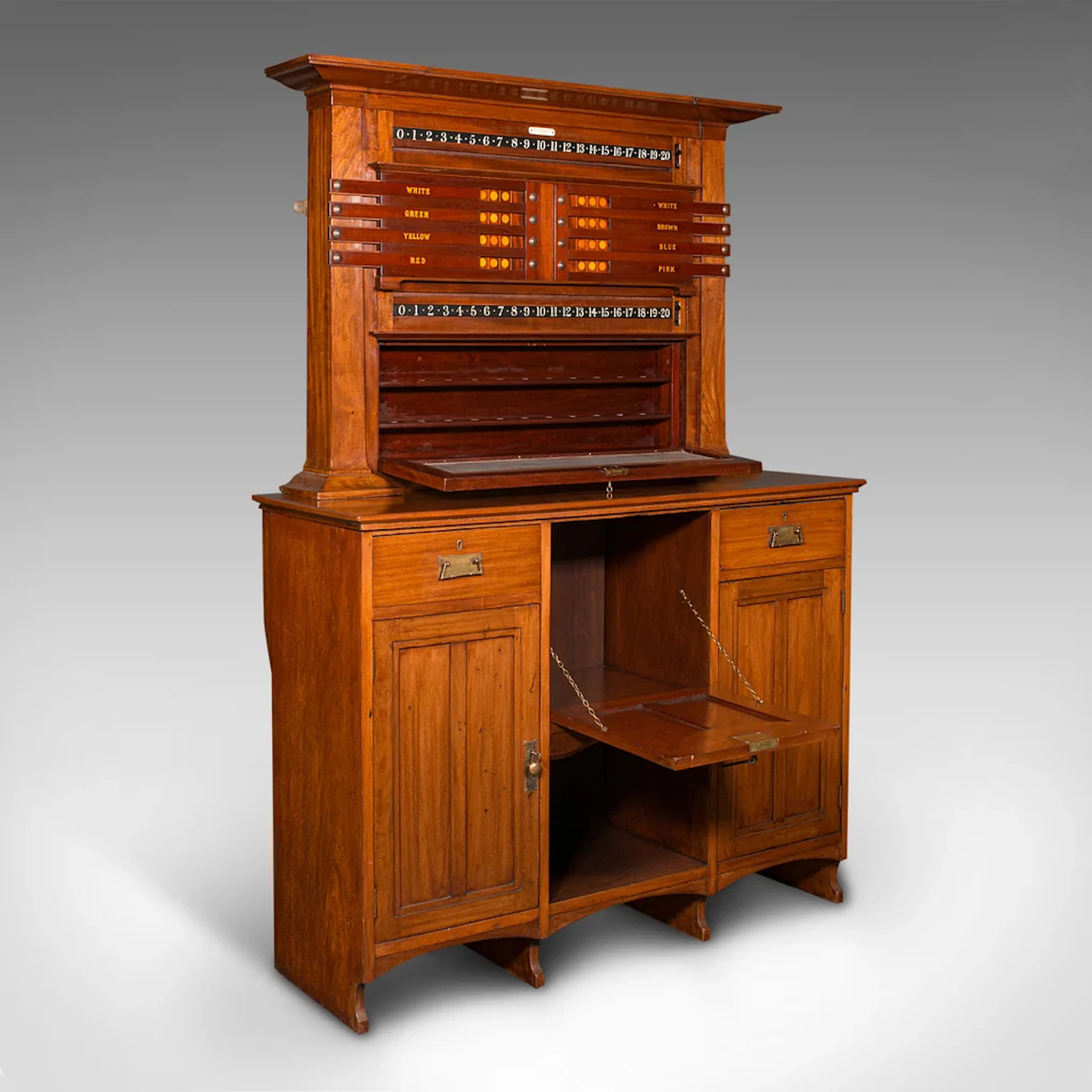 Large Antique Score Cabinet, English Walnut, Billiard, Pool, Thurston