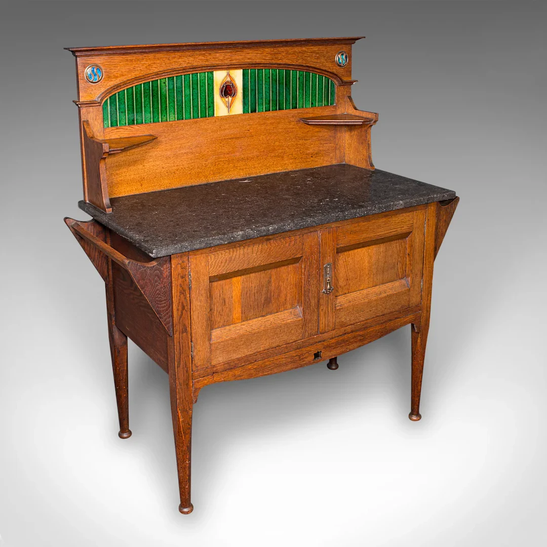 Antique Townhouse Washstand, English, Arts & Crafts, Bathroom Cabinet