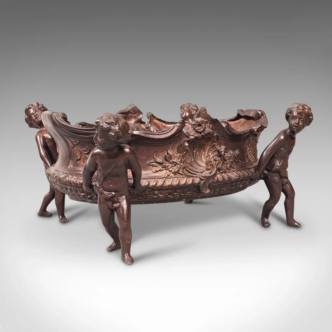 Antique Decorative Jardiniere, Italian, Bronze, Platter, Serving Bowl