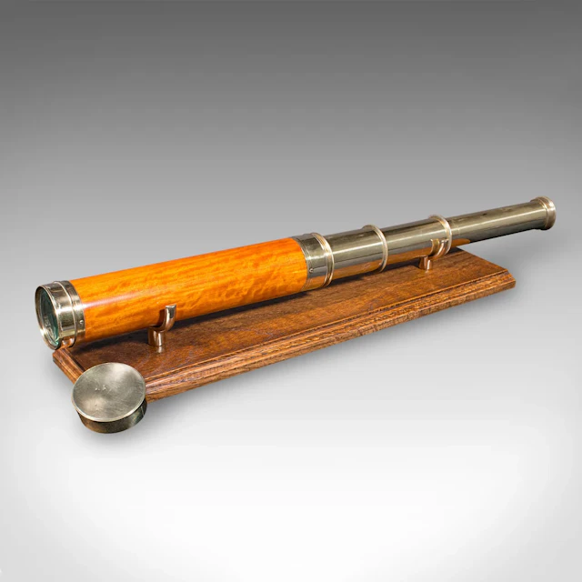 Antique Three-Draw Telescope, English, Walnut, Brass, Navigation