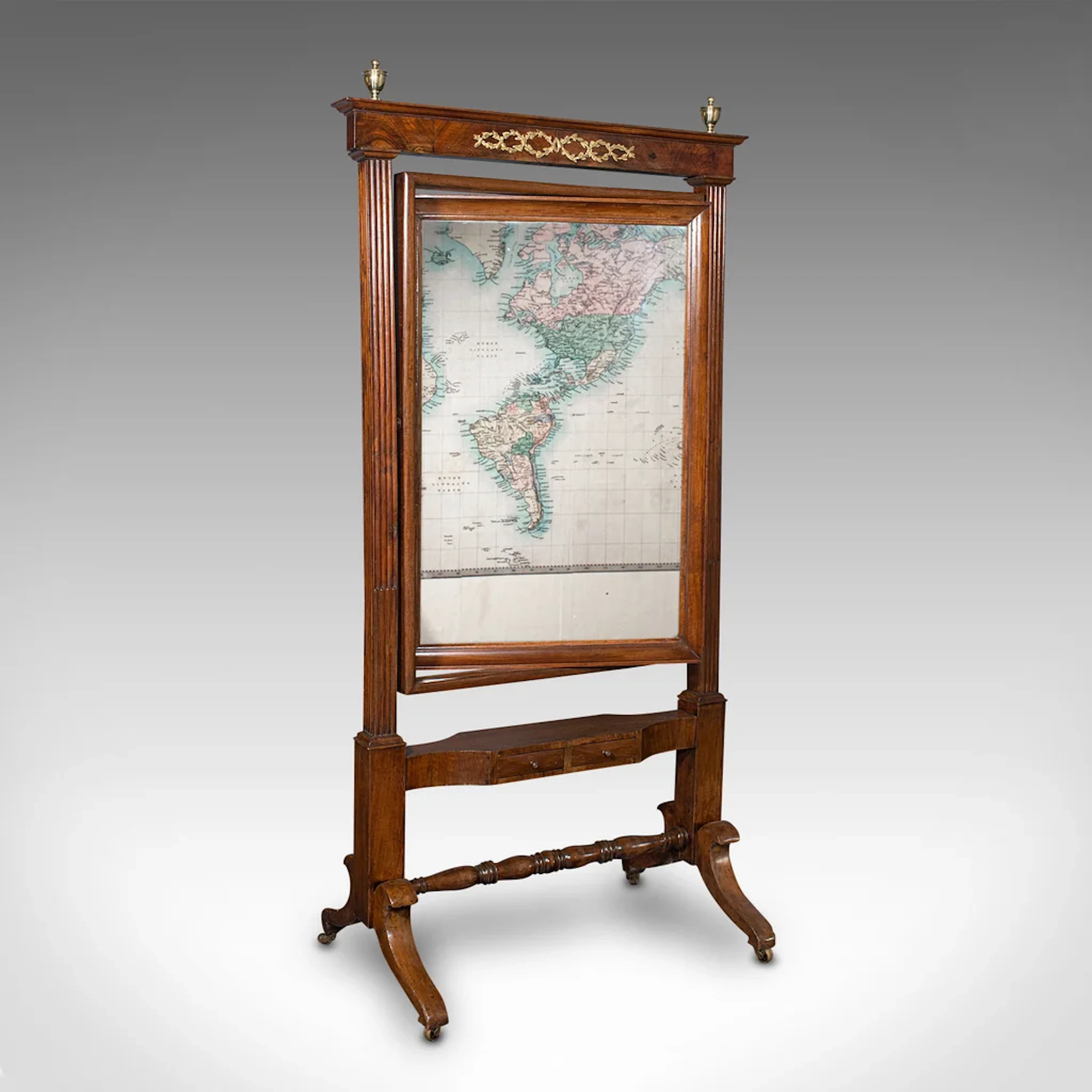Antique Shop's Dressing Mirror, English, Walnut, Cheval, Retail, Regency